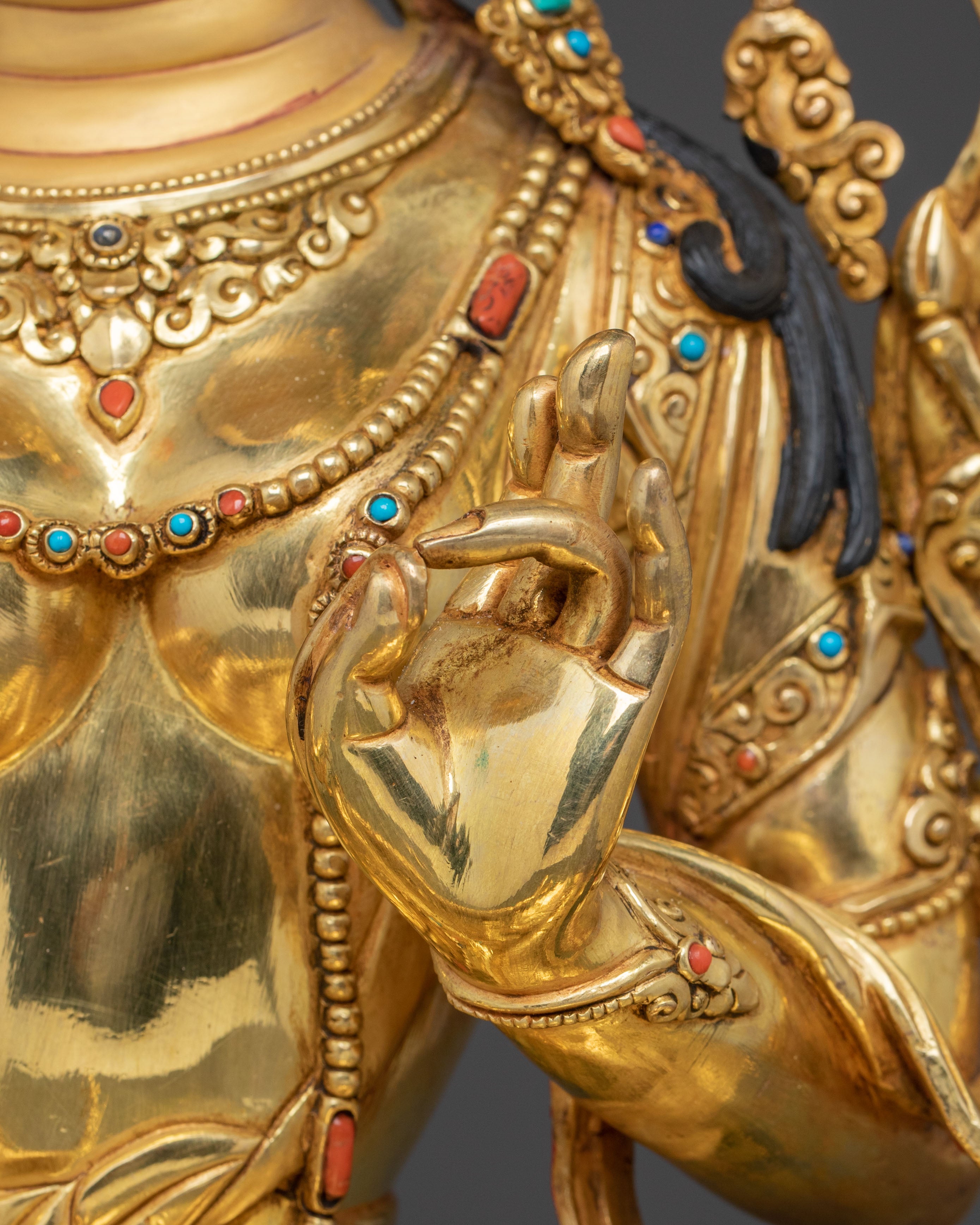 Sacred Compassion Green Tara Statue – Hand-Gilded Art