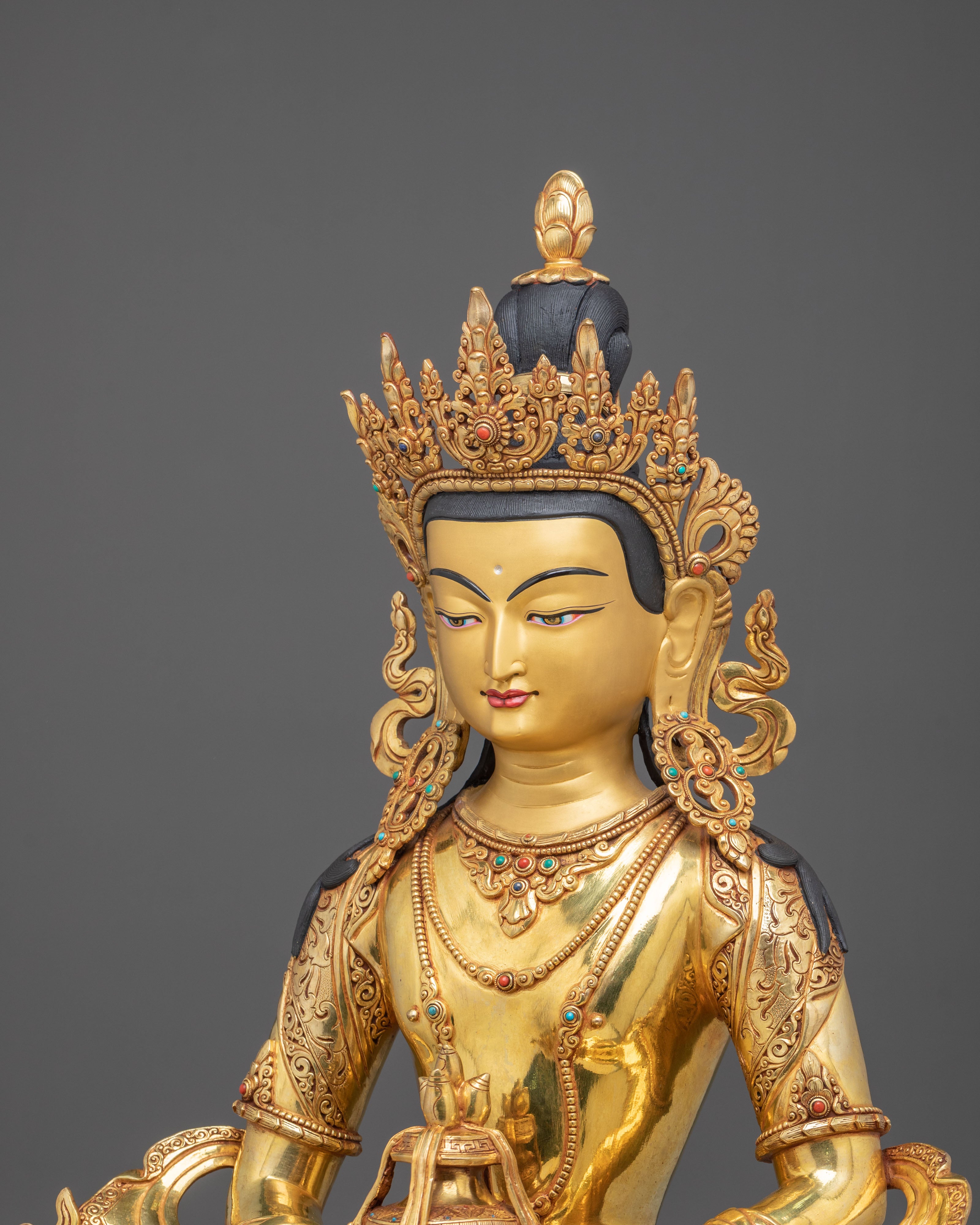 Amitayus Golden Statue | Long Life Buddha Copper Figurine