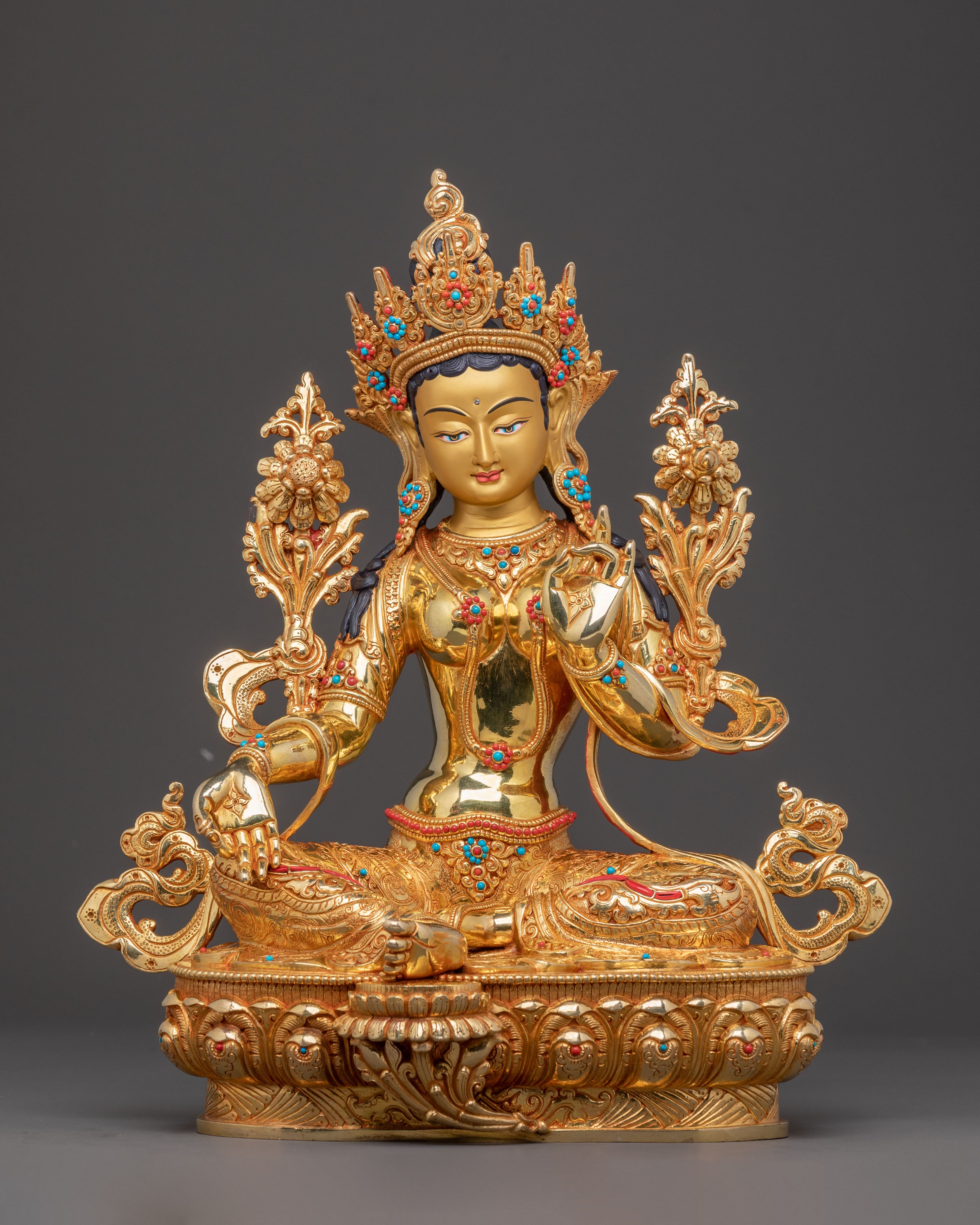 Green Tara Compassionate Healing Statue – Gilded Copper Art