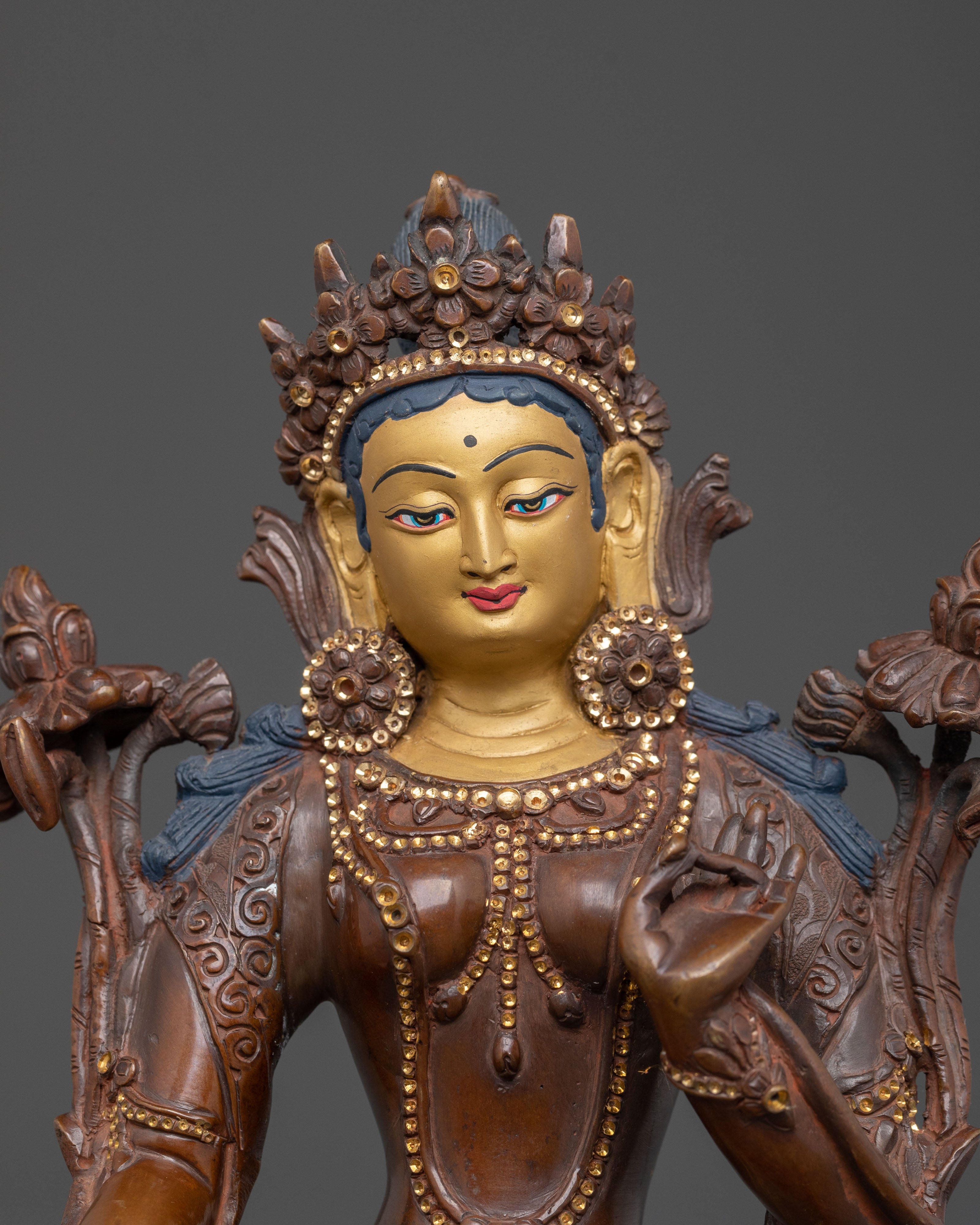 Green Tara Spiritual Statue | Buddhist Altar Sculpture