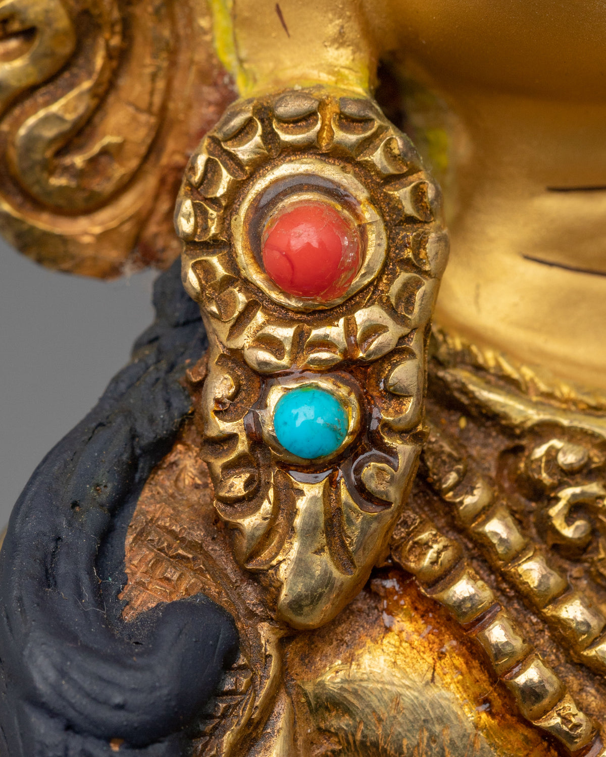 Vajrasattva Sculpture | Gemstones Adorned Copper Statue