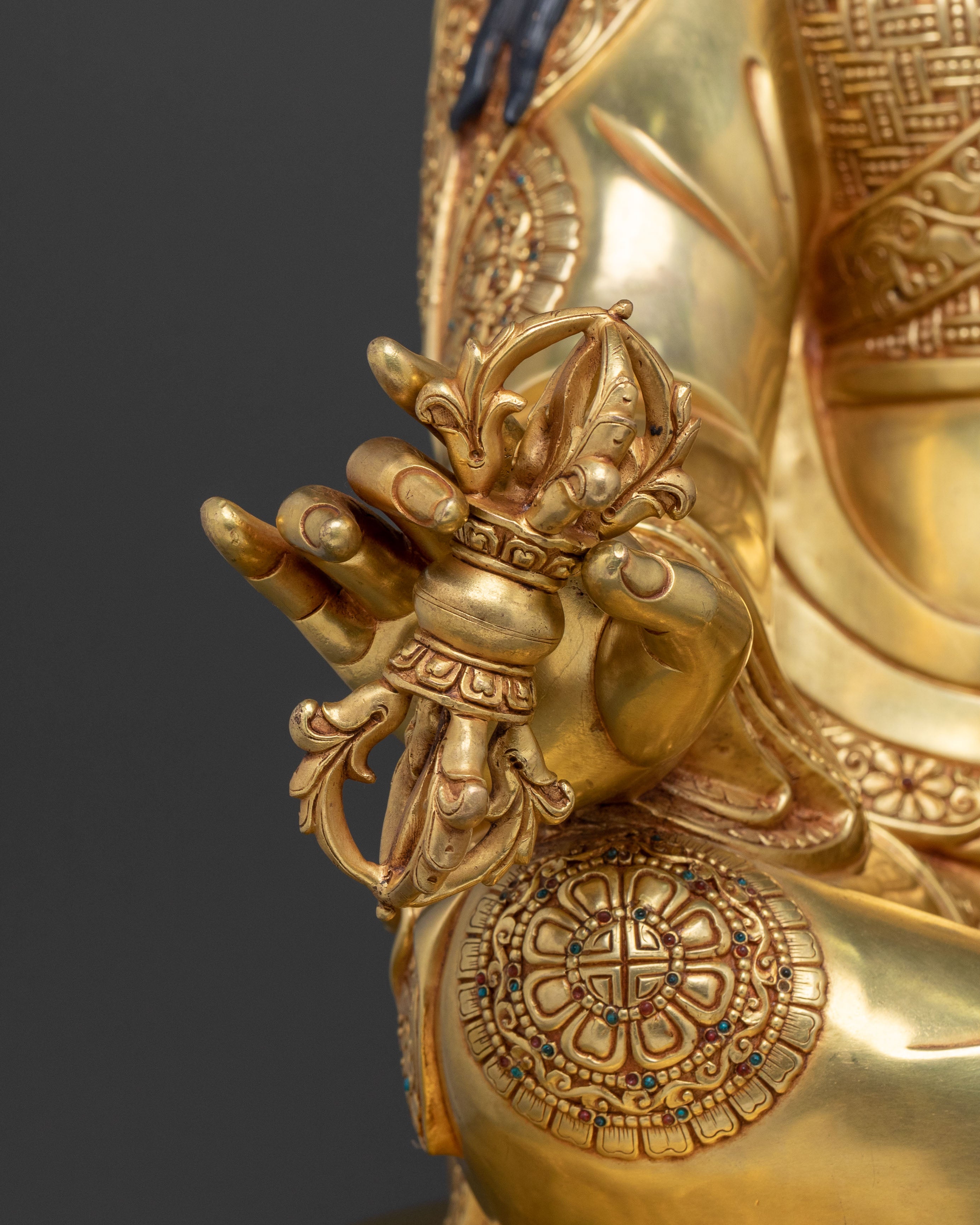 Guru Rinpoche Sacred Lotus Statue | 24K Gold Gilded