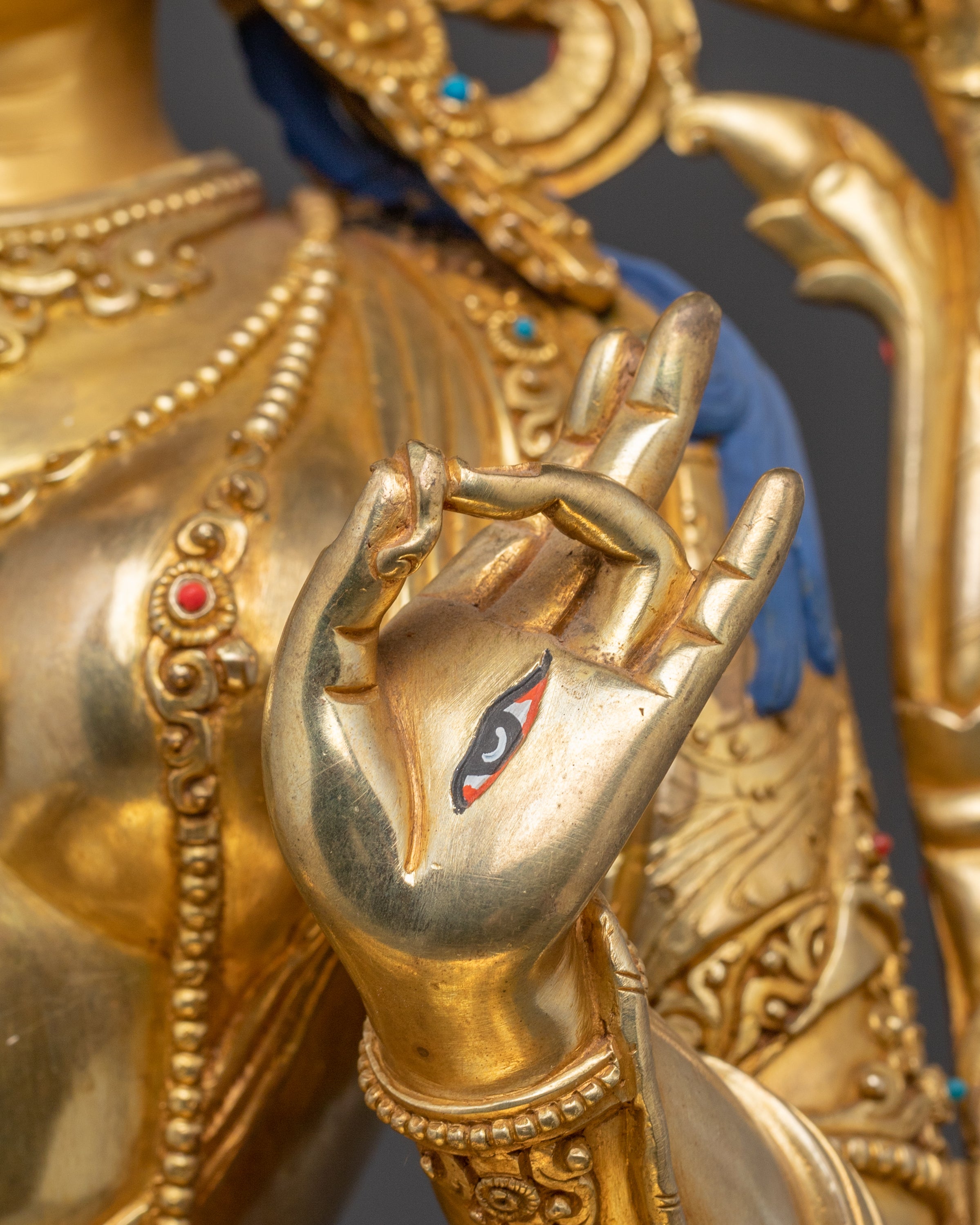 Handcrafted Statue of Seven-Eyed Goddess White Tara | Peaceful Feminine Deity