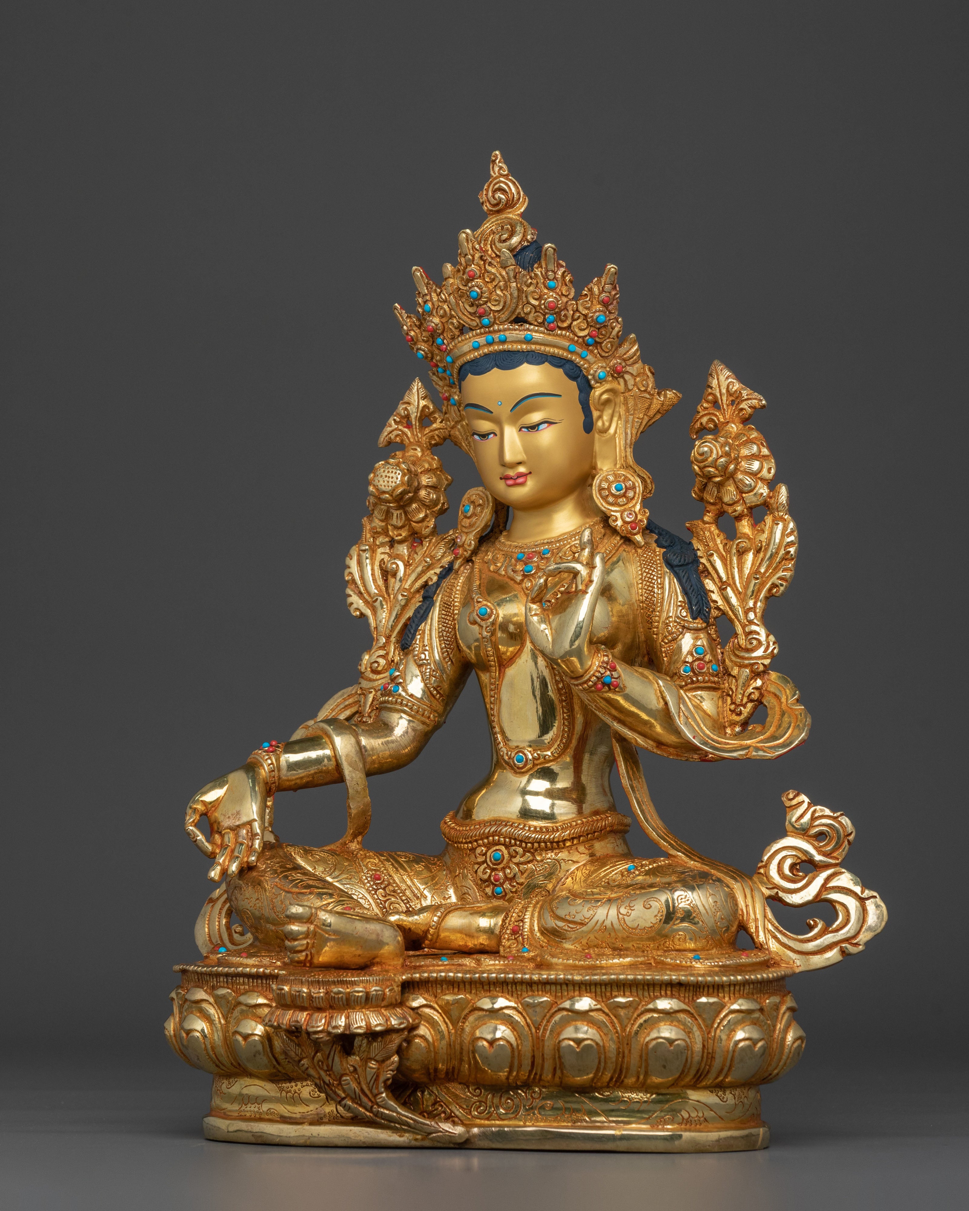 Green Tara Bodhisattva Handcrafted Sculpture
