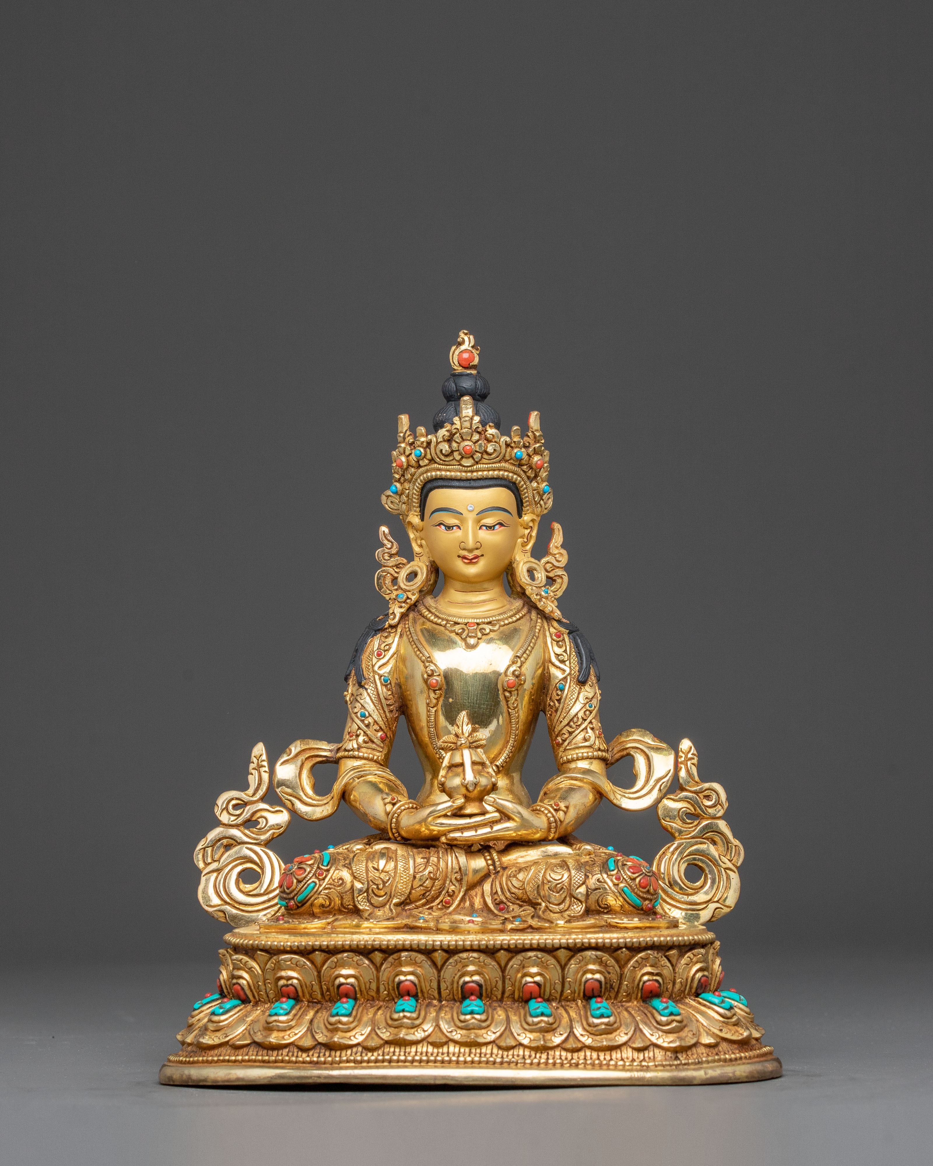 Handmade Amitayus Sacred Statue for Altar | Longevity, Healing and Spiritual Growth