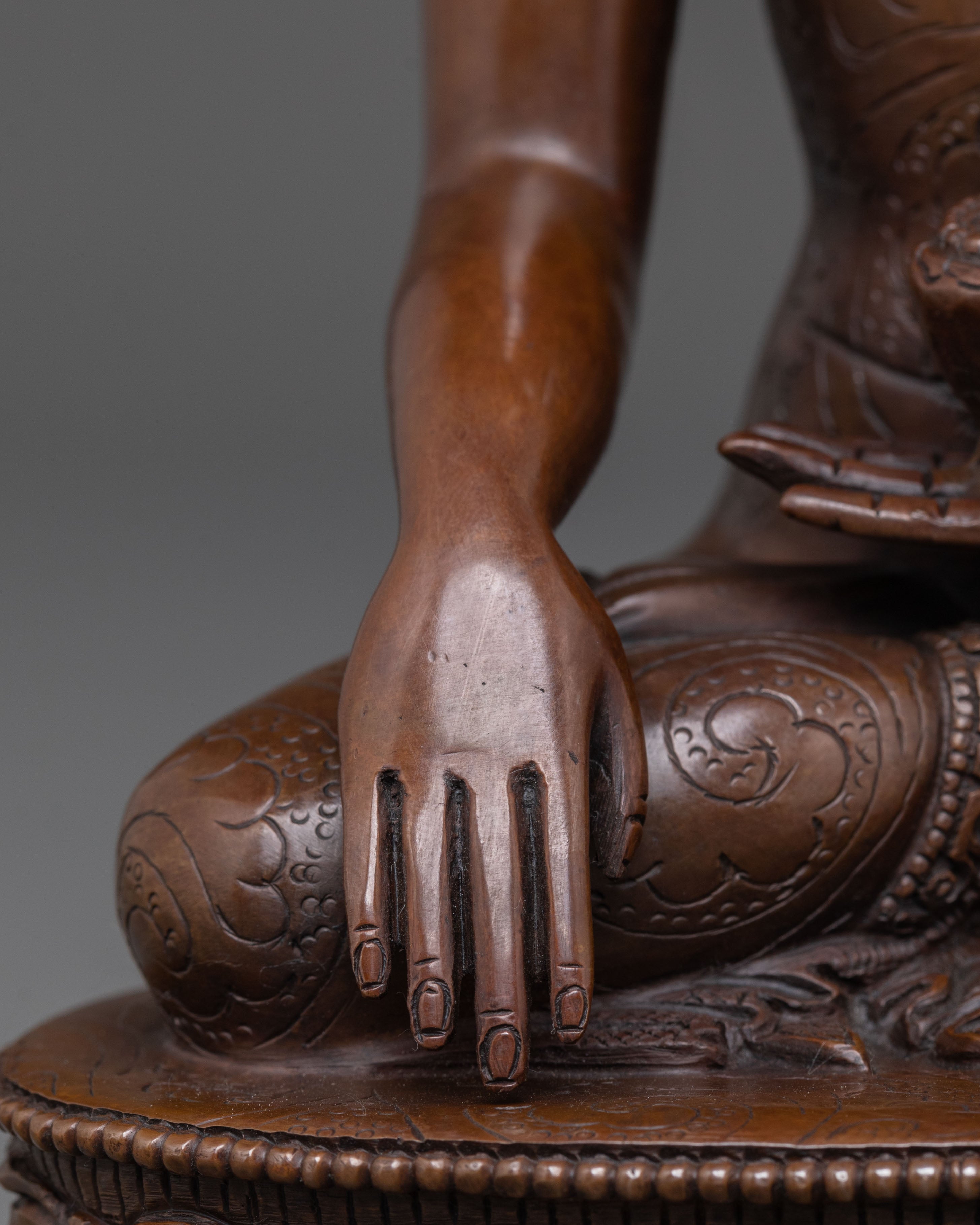 Shakyamuni Buddha: Oxidized Copper Figurine