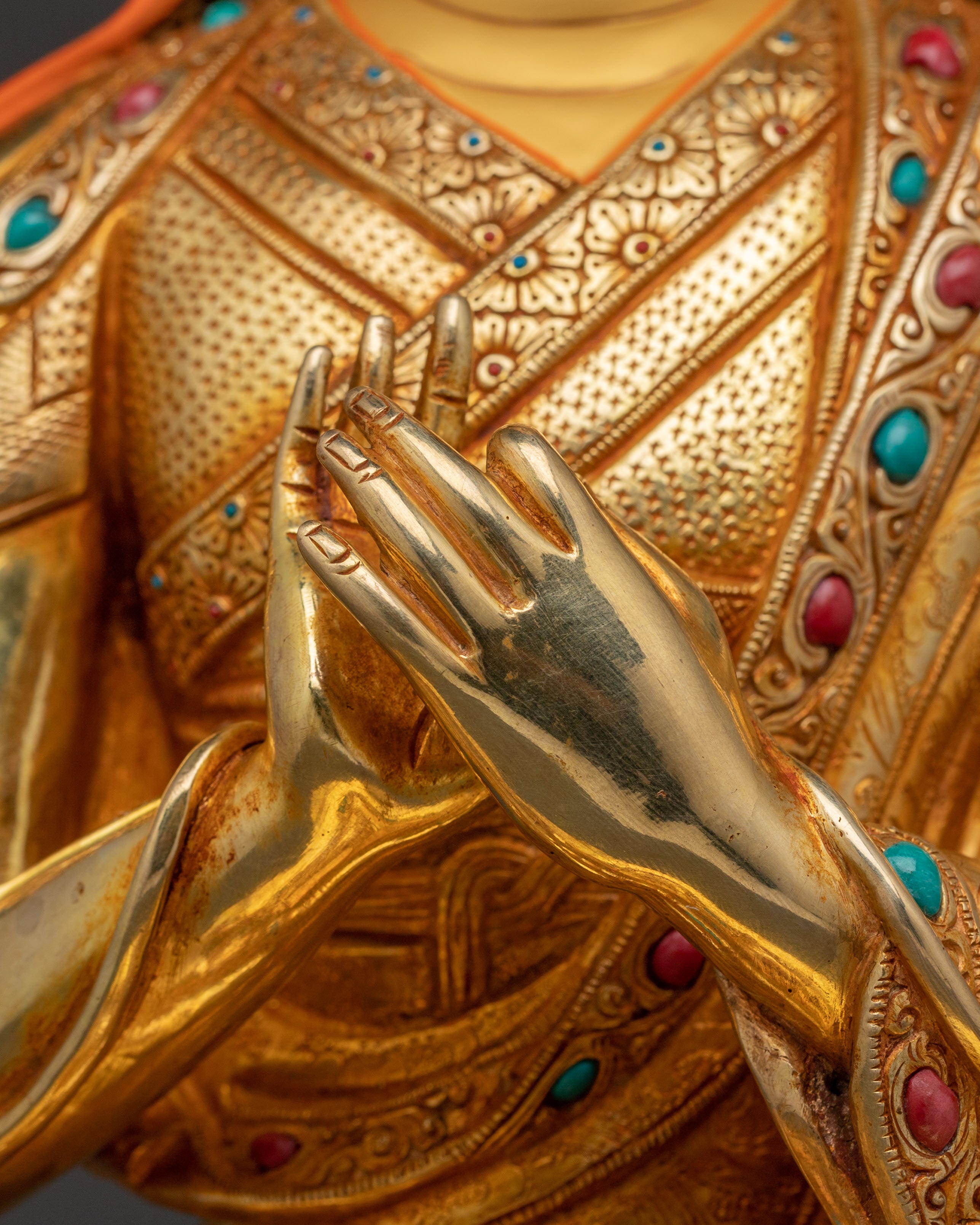 Handcrafted Tsongkhapa Statue – 24K Gold Gilded Masterpiece