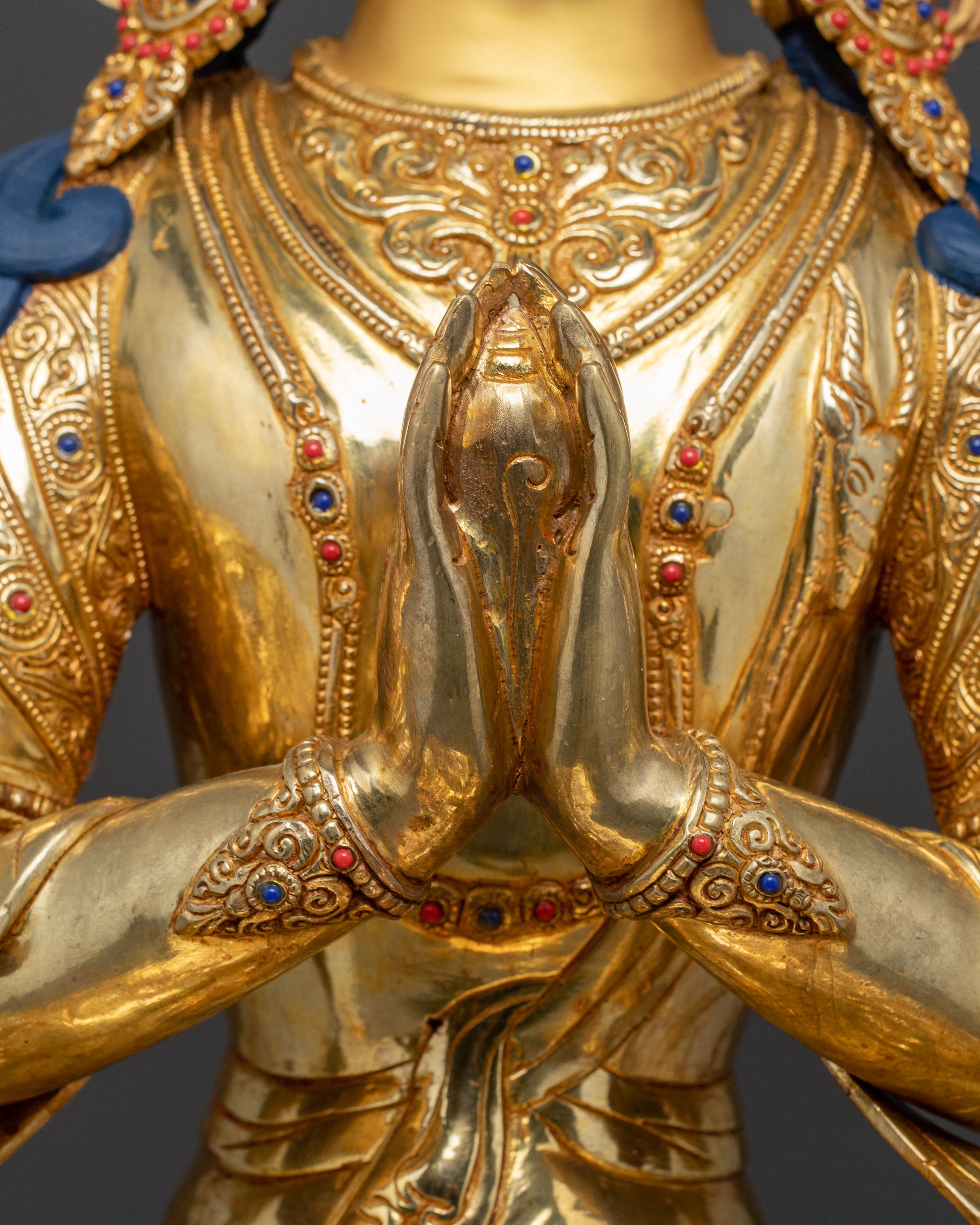 Handmade Golden Statue of Chenrezig: Bodhisattva of Compassion