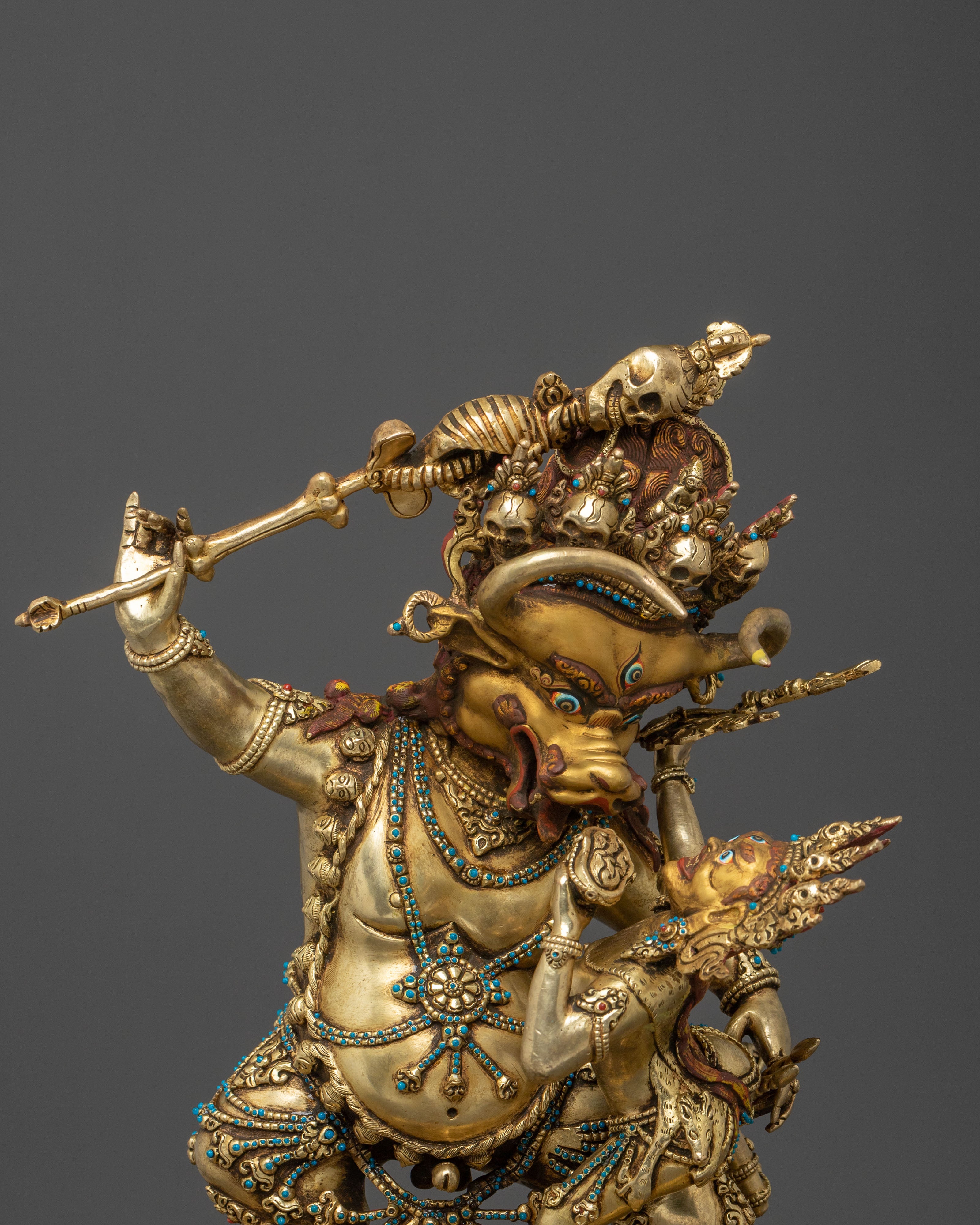 Yama Dharmaraja Protector Statue | 24k Gold Glided