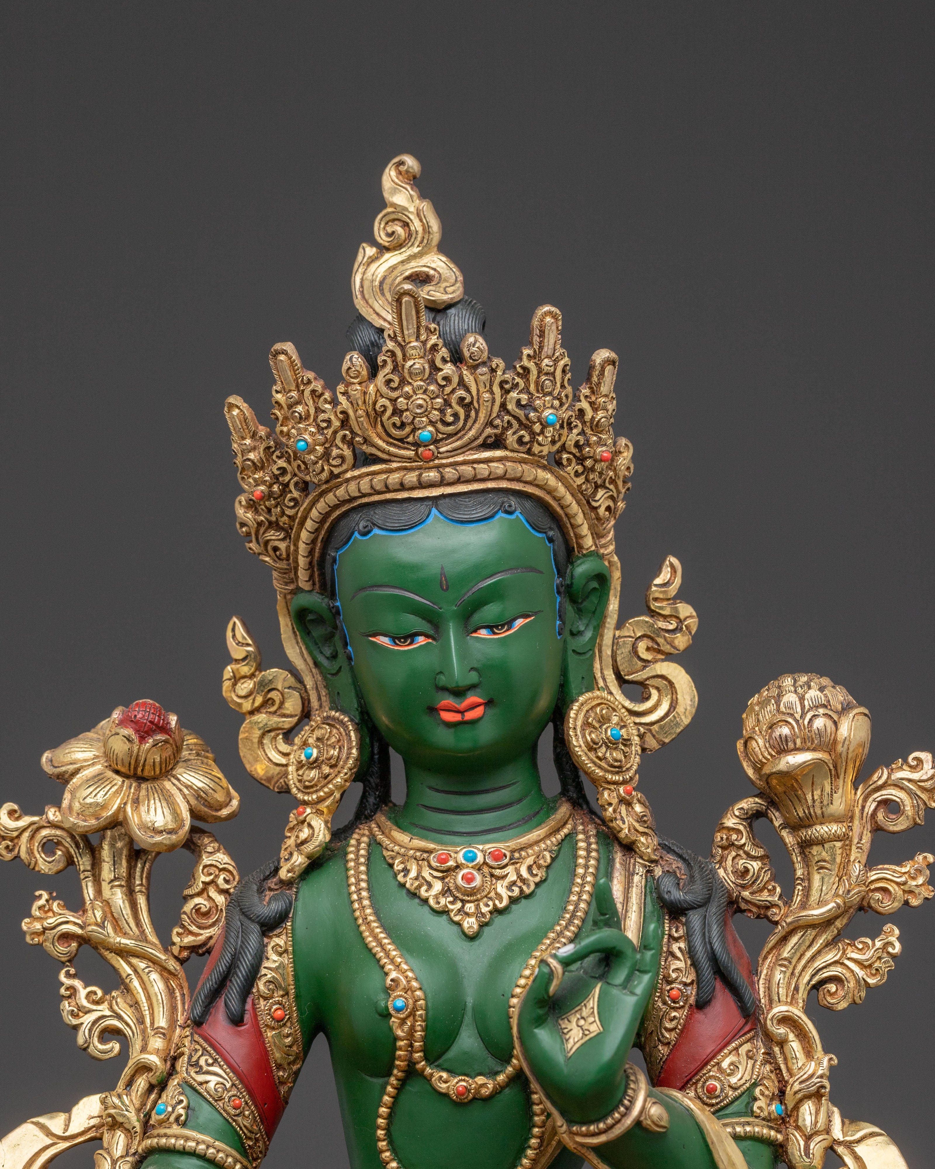 Green Tara Statue Mother of Mercy – Handcrafted in Nepal