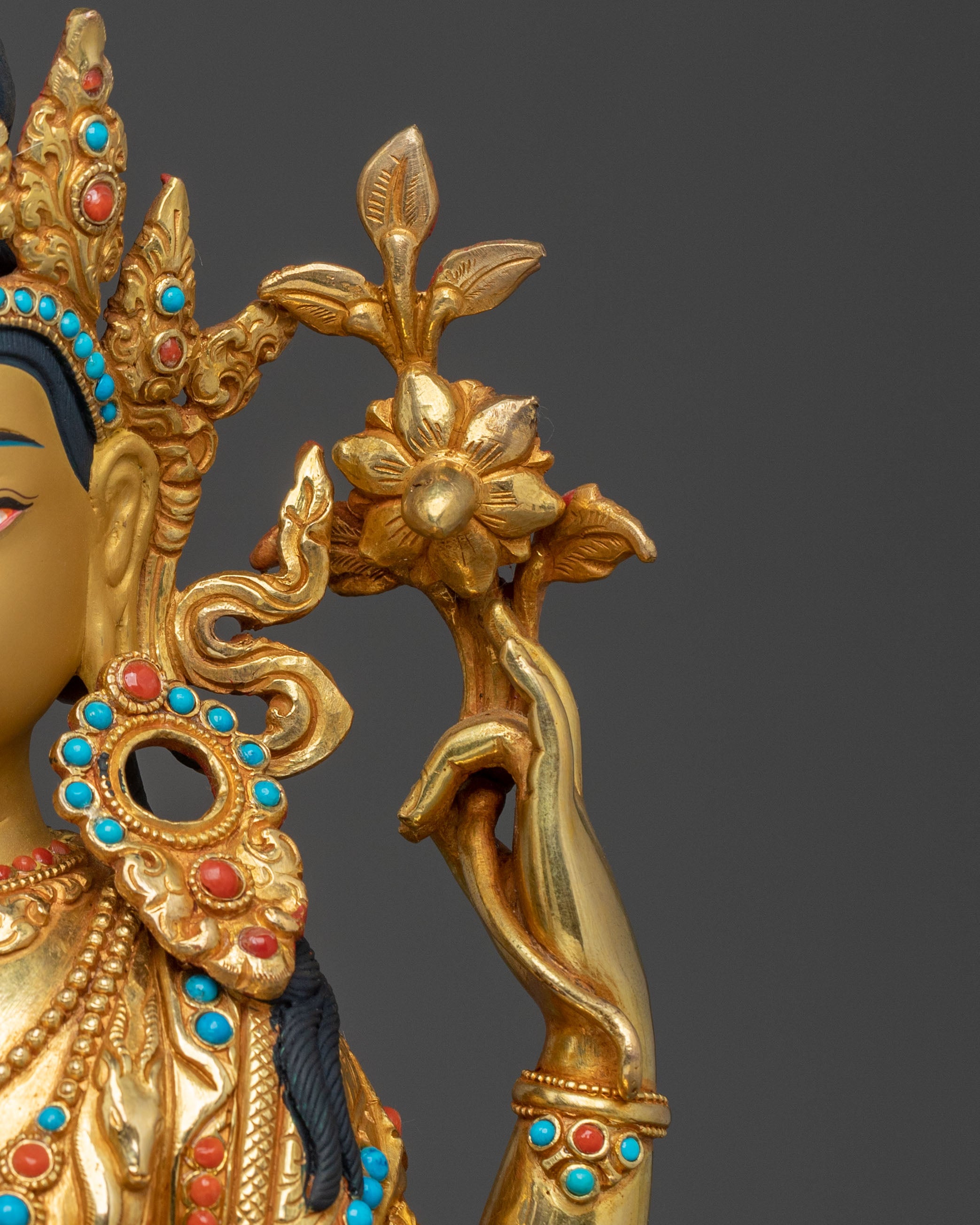 Chenrezig Sculpture | 24K Gold Gilded Bodhisattva