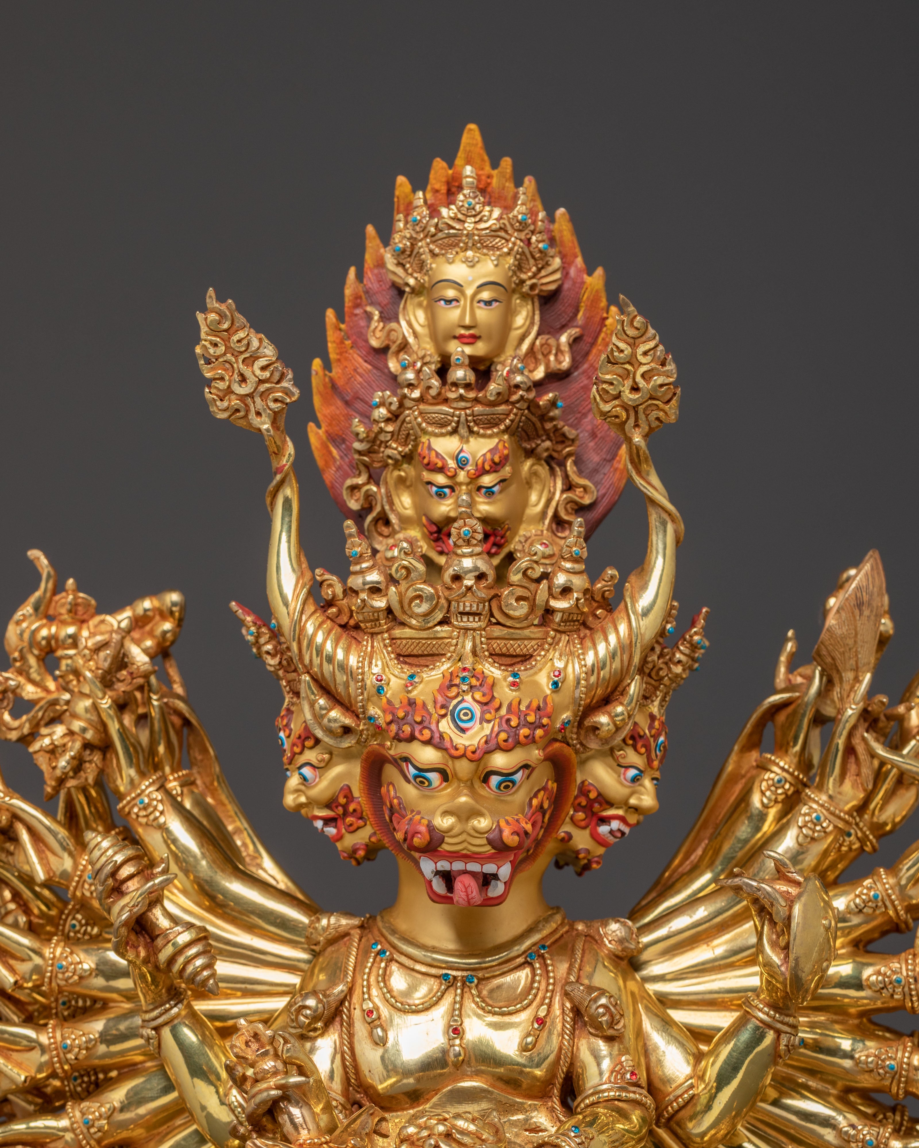 Powerful Yidam Yamantaka Statue – 24K Gold Gilded Masterpiece