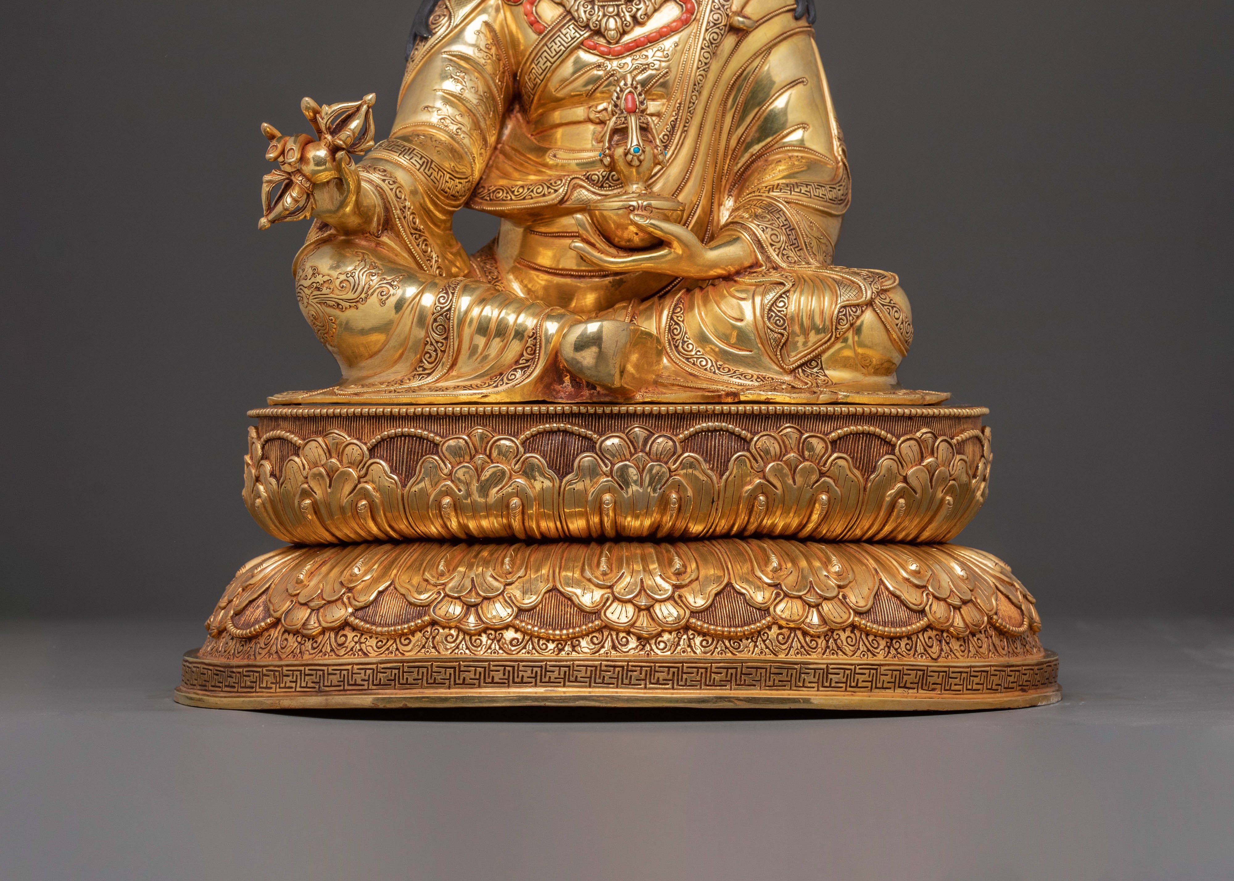 Guru Rinpoche Holy Sculpture – Masterpiece in 24K Gold Gilding