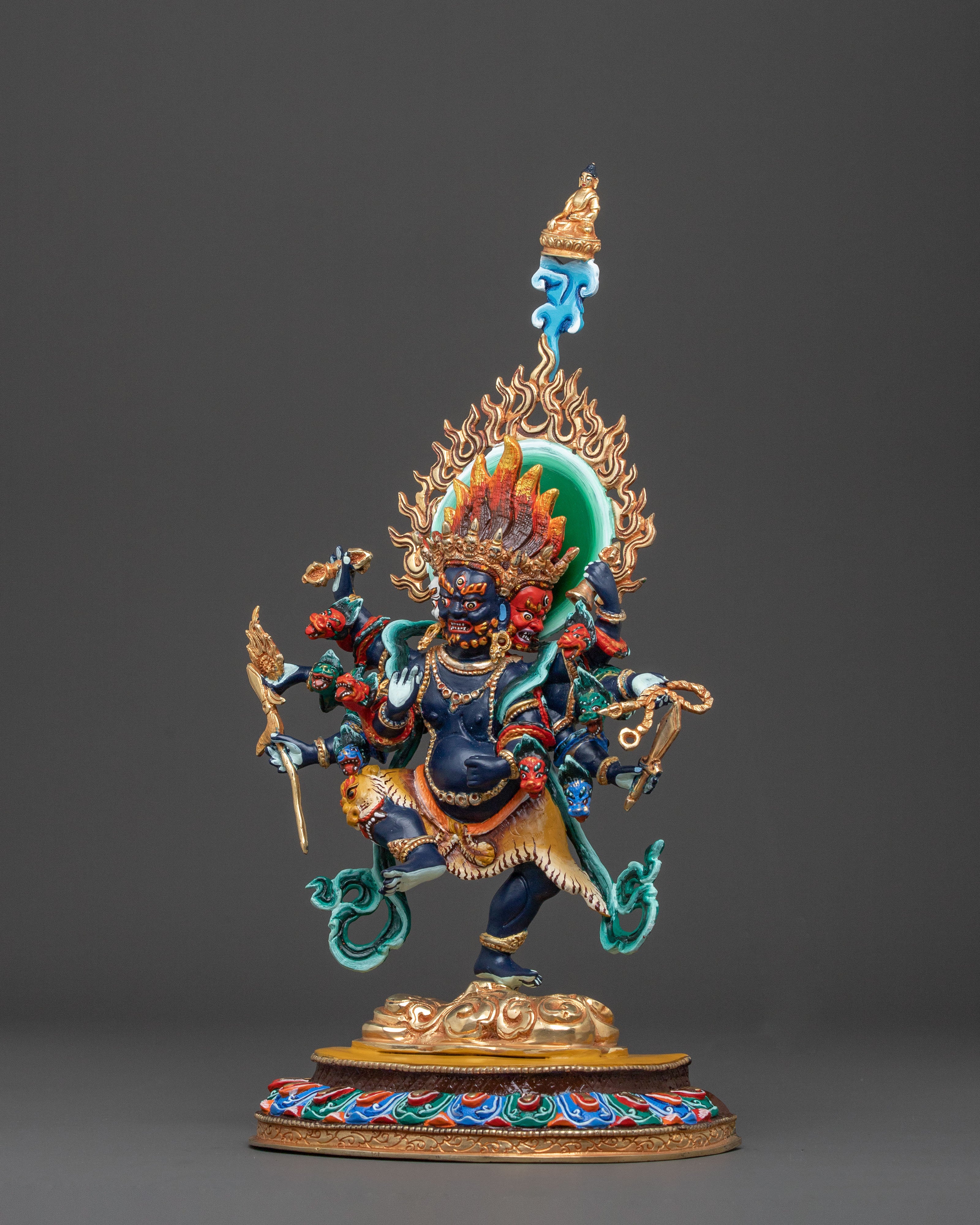 Uchusma Statue: Hand-Painted Copper Divinity
