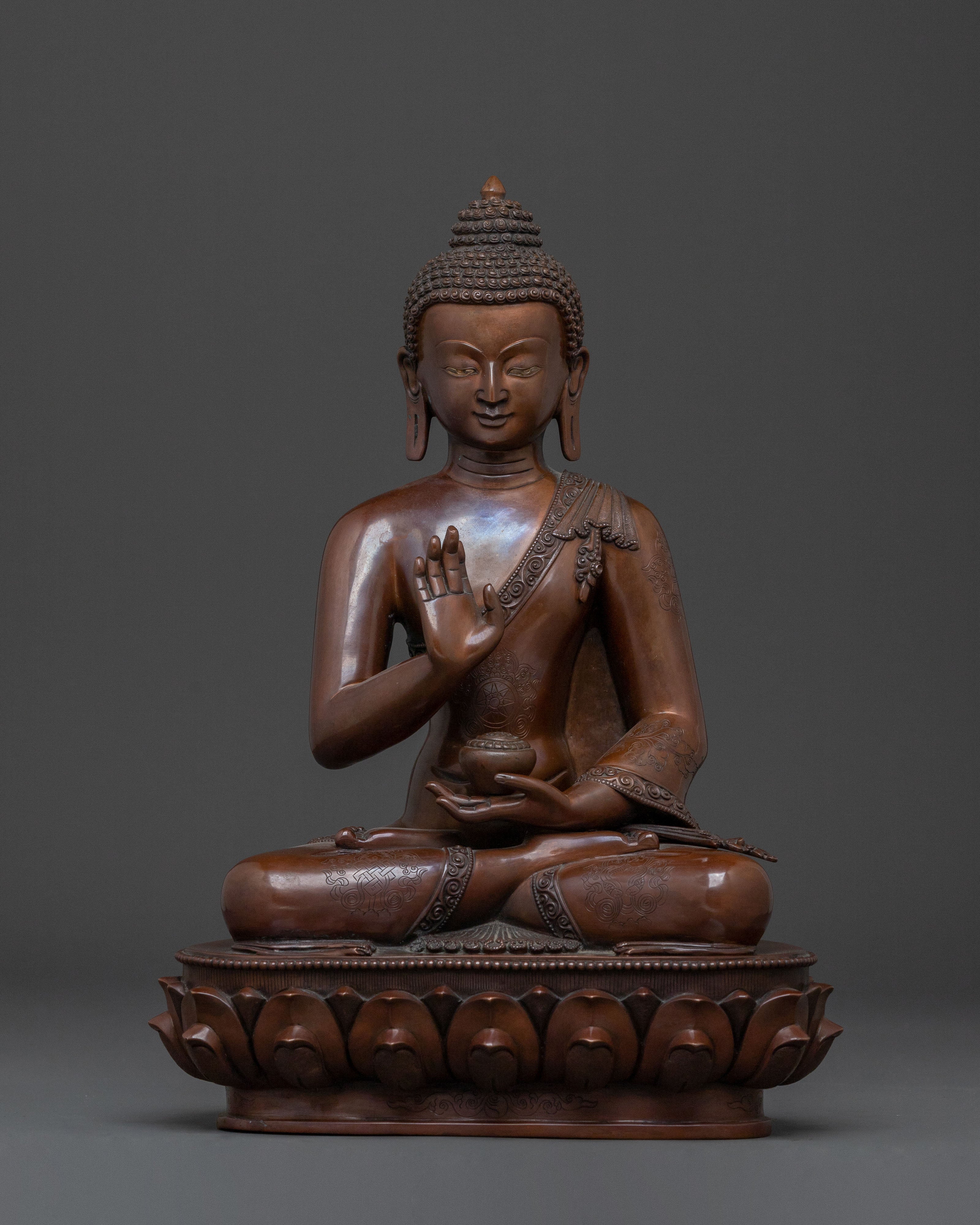 Amogasiddhi Wisdom Buddha | Oxidized Copper Statue