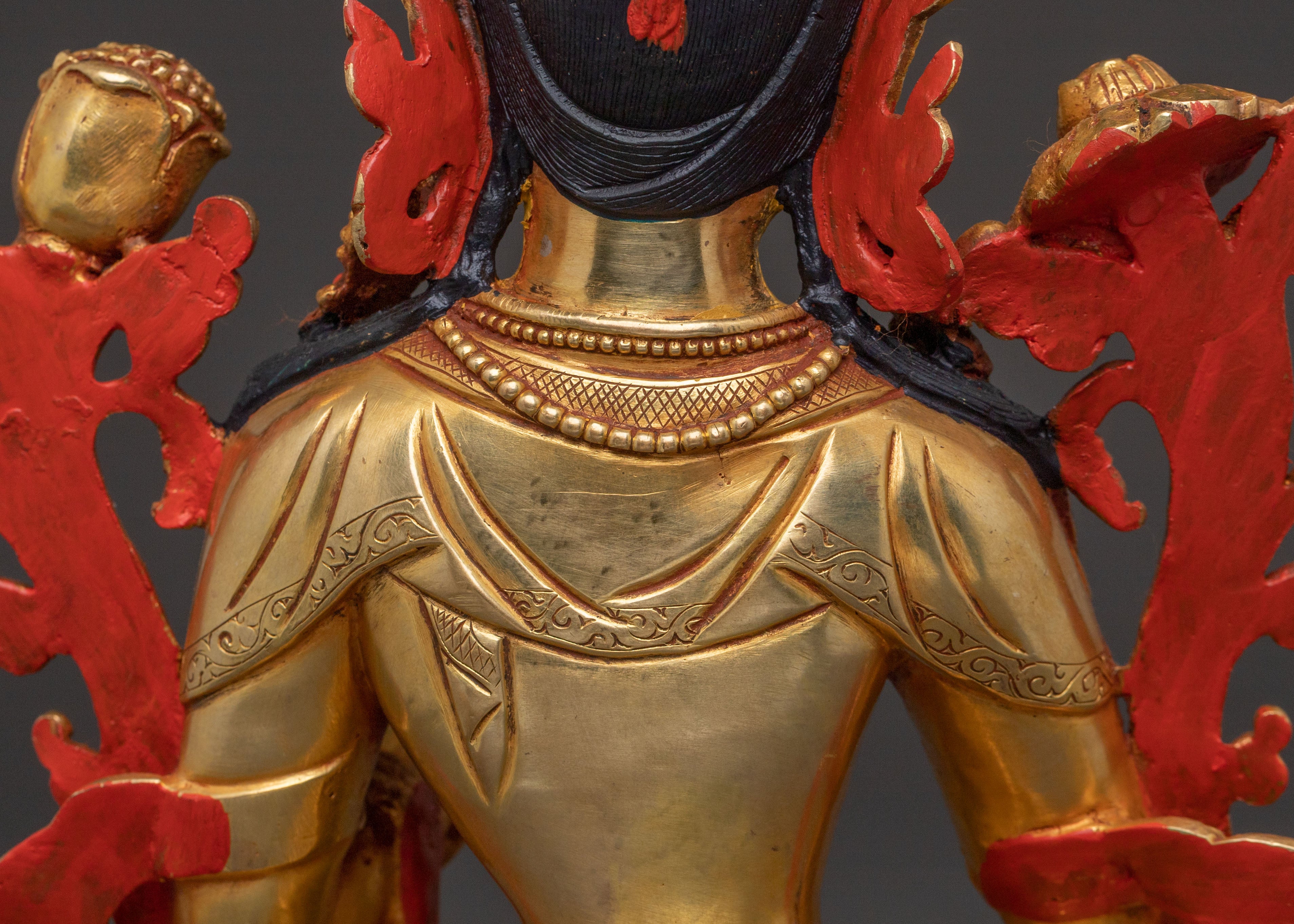 Green Tara Swift Protection Statue - Radiant Hand-Gilded Copper