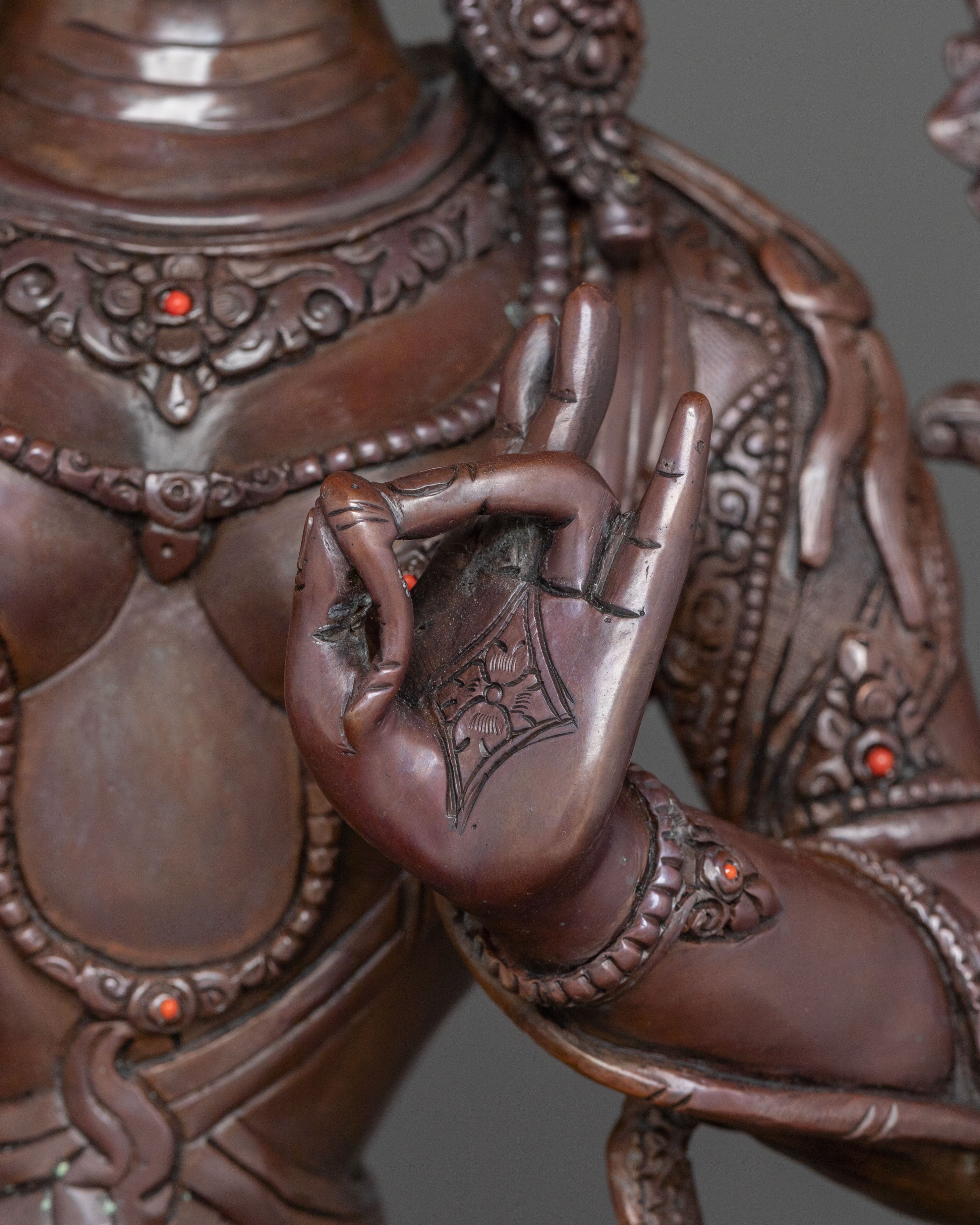 Green Tara Statue | Serene Oxidized Copper Guardian