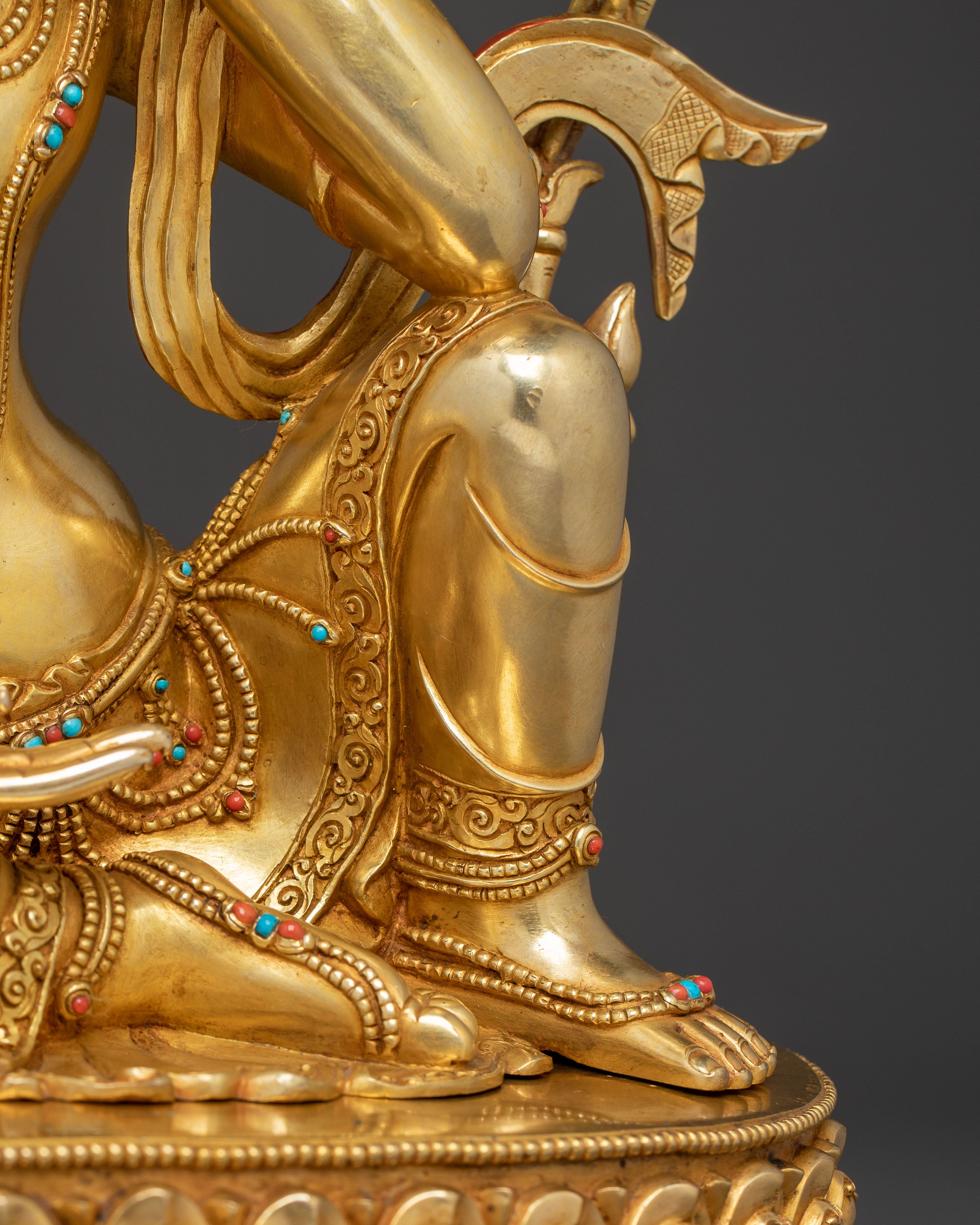Handcrafted Golden Statue of Cakravarticintamani Avalokitesvara