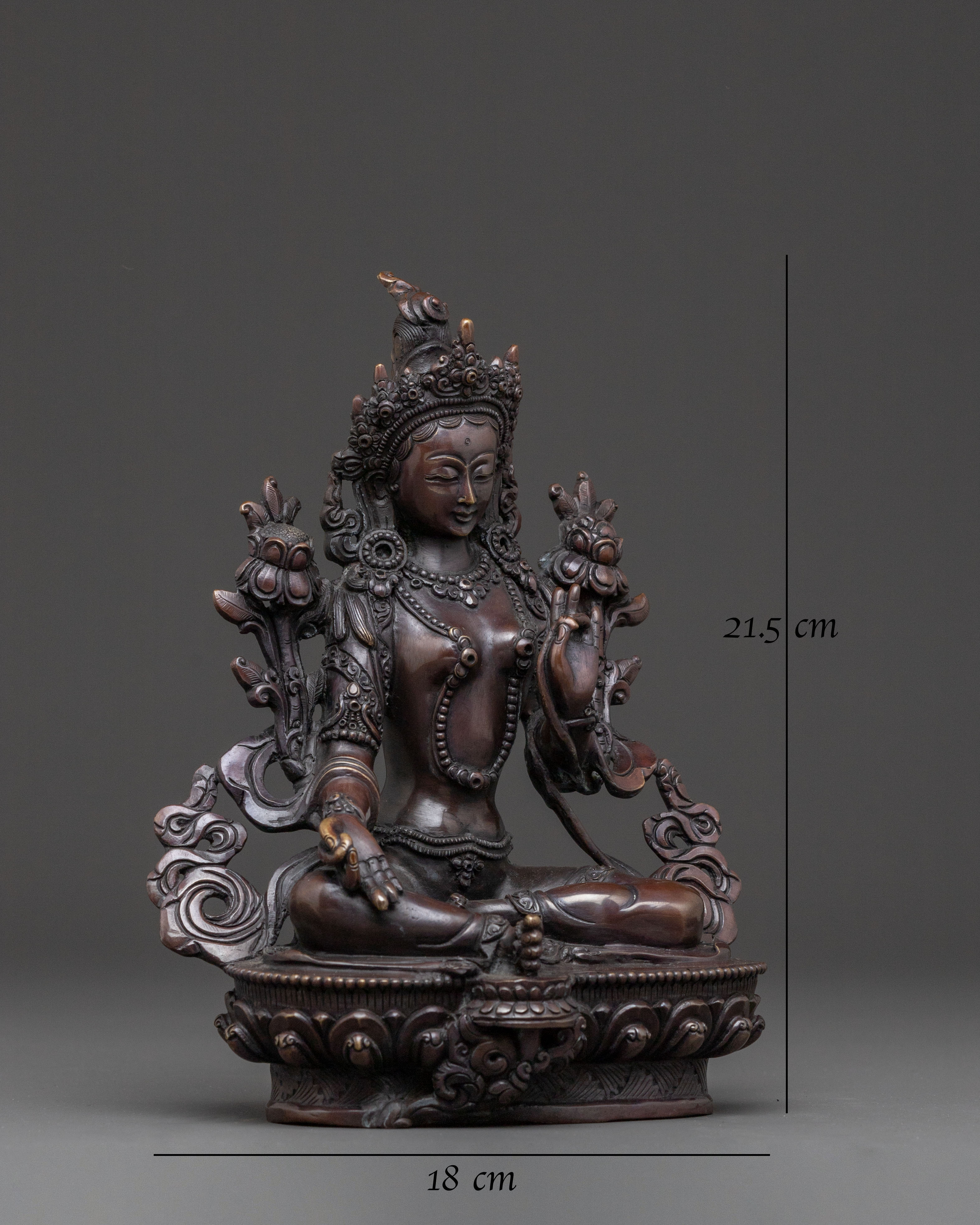 Green Tara Statue | Handcrafted Oxidized Copper Art
