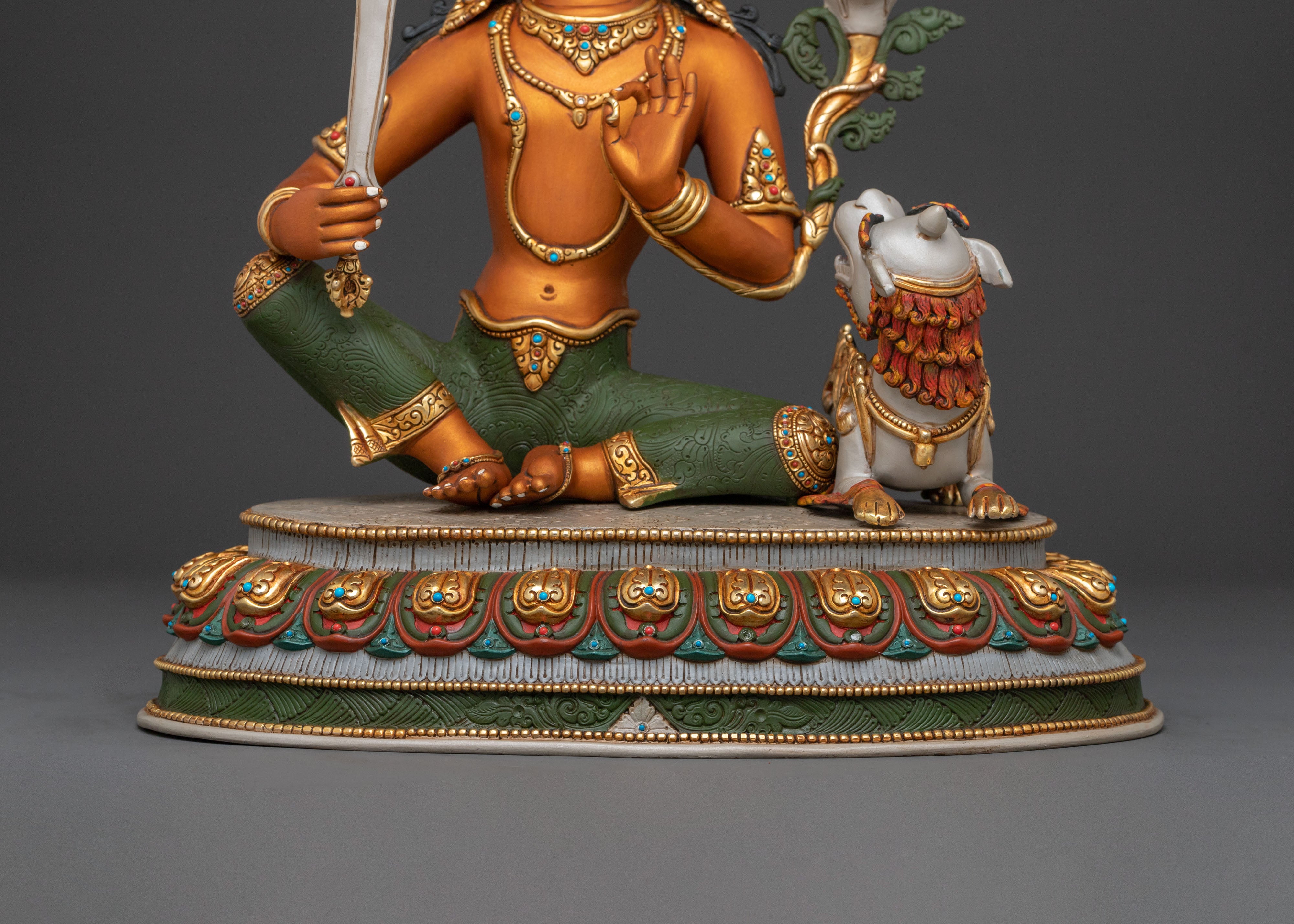 Simhanada Manjushri Buddhist Handcrafted Statue