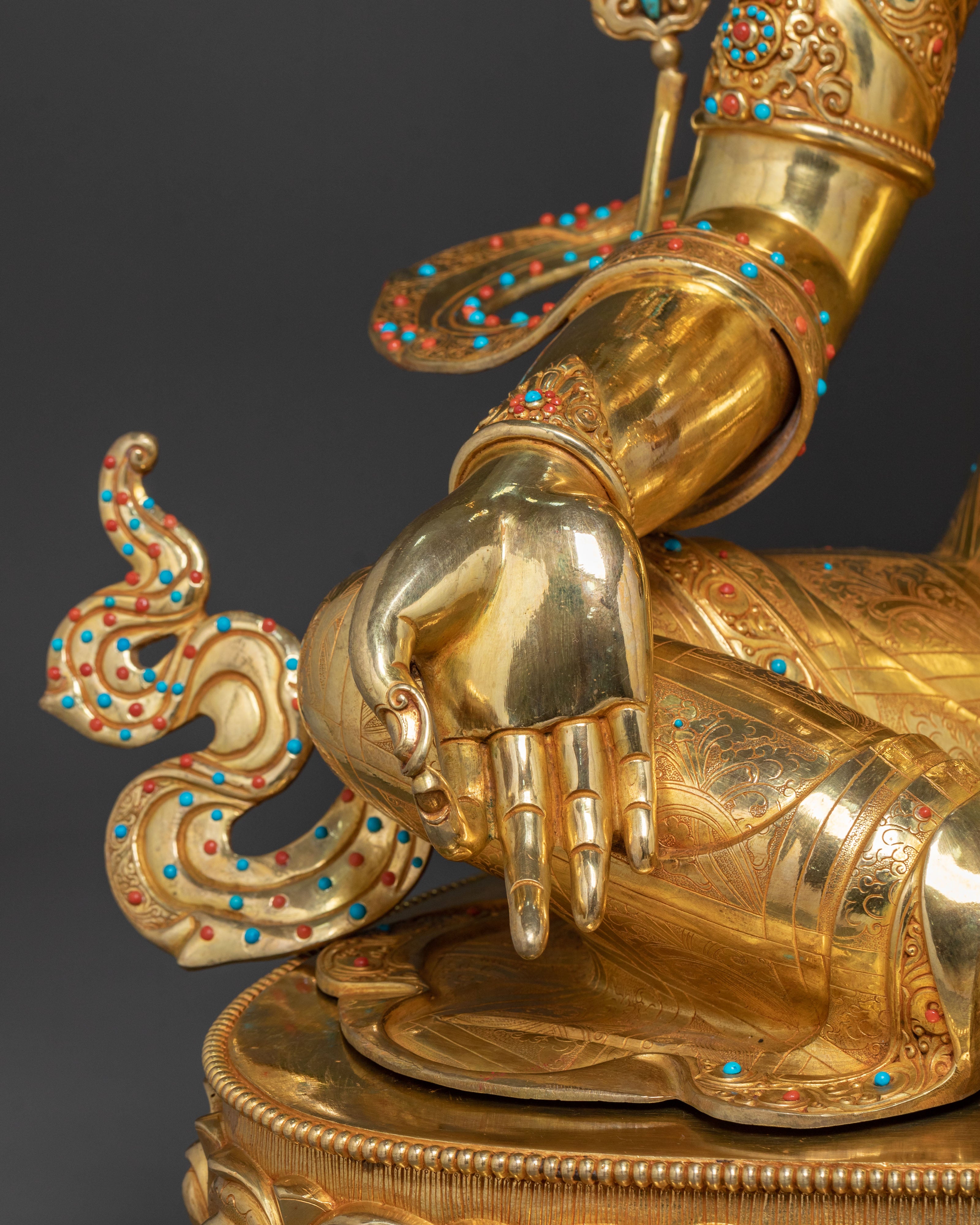 Life-Size Green Tara Statue | 24K Gold Glided Buddhist Sculpture
