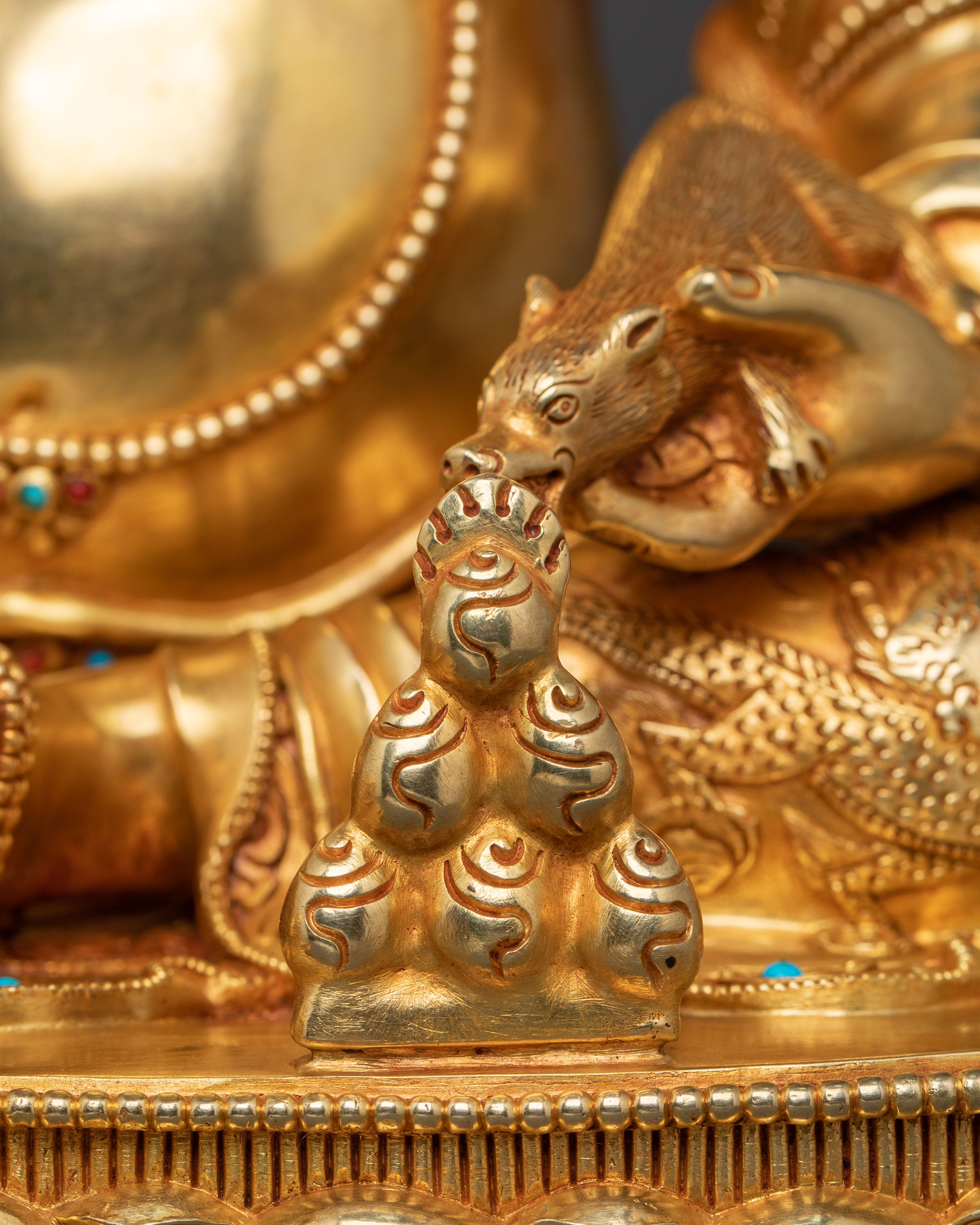 Dzambhala 24K Gold Gilded Statue | Wealth Deity