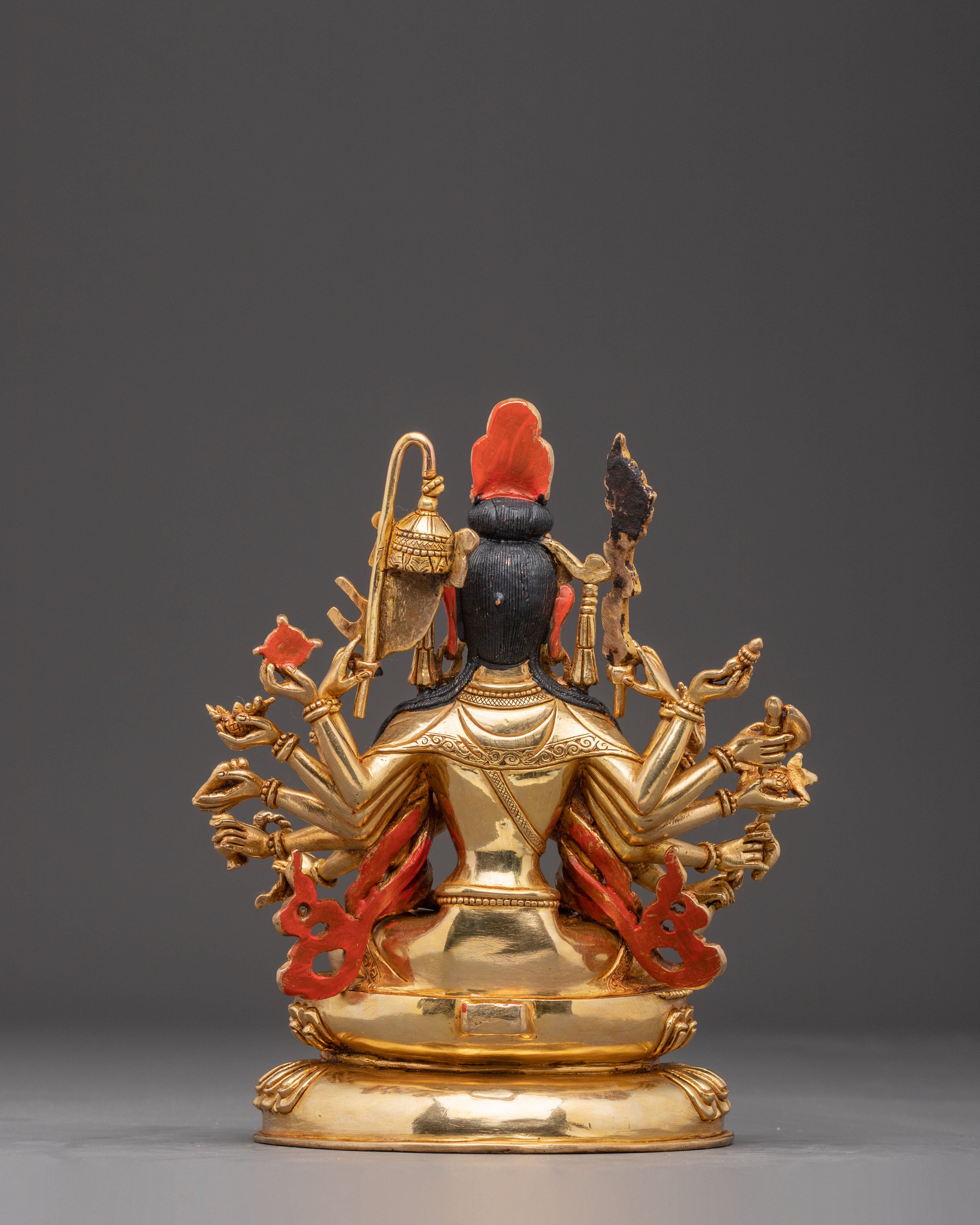 Handmade Golden Statue of Chundi Bodhisattva | Tibetan Style Decor