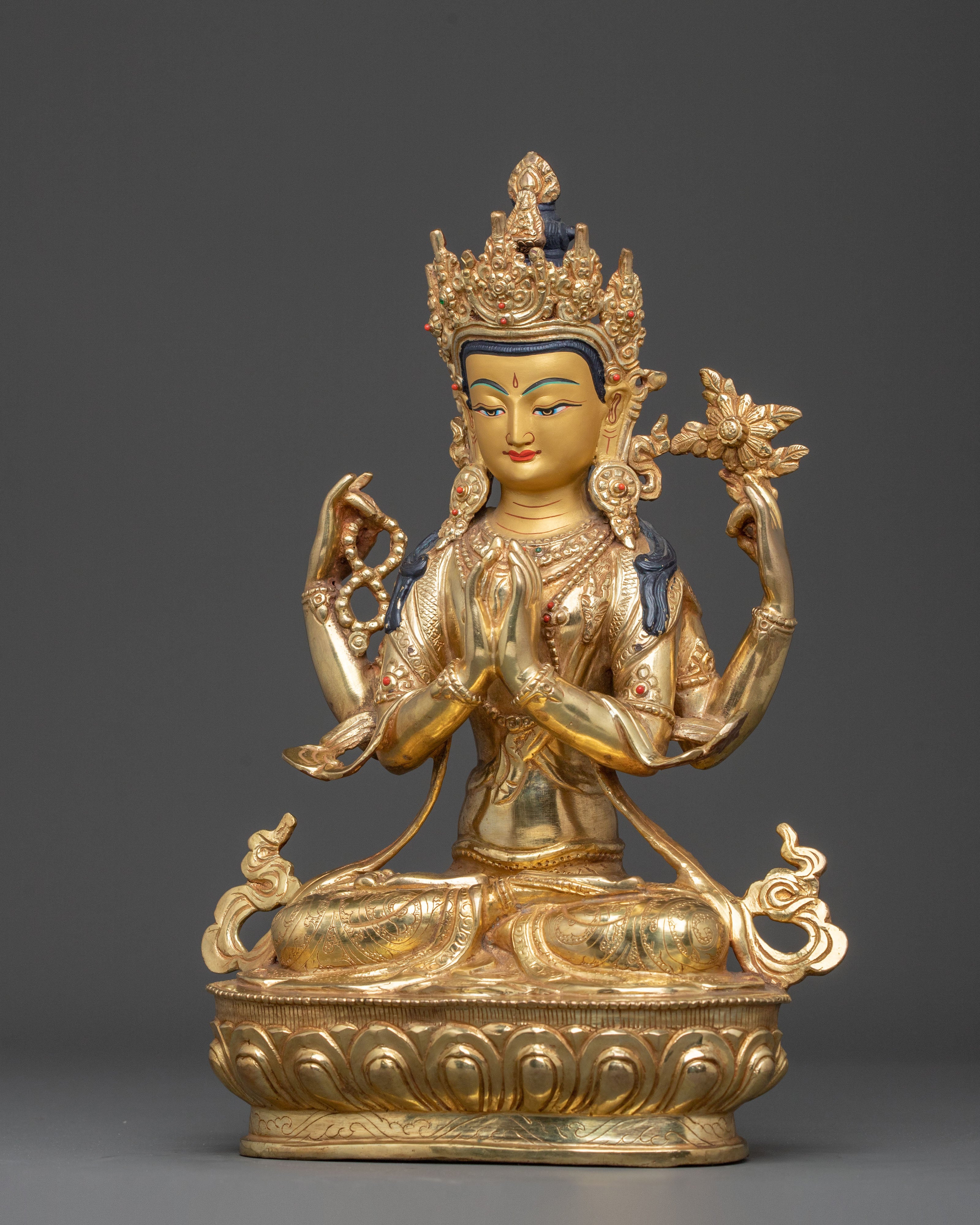 Handmade Chenrezig Statue: Compassion Bodhisattva
