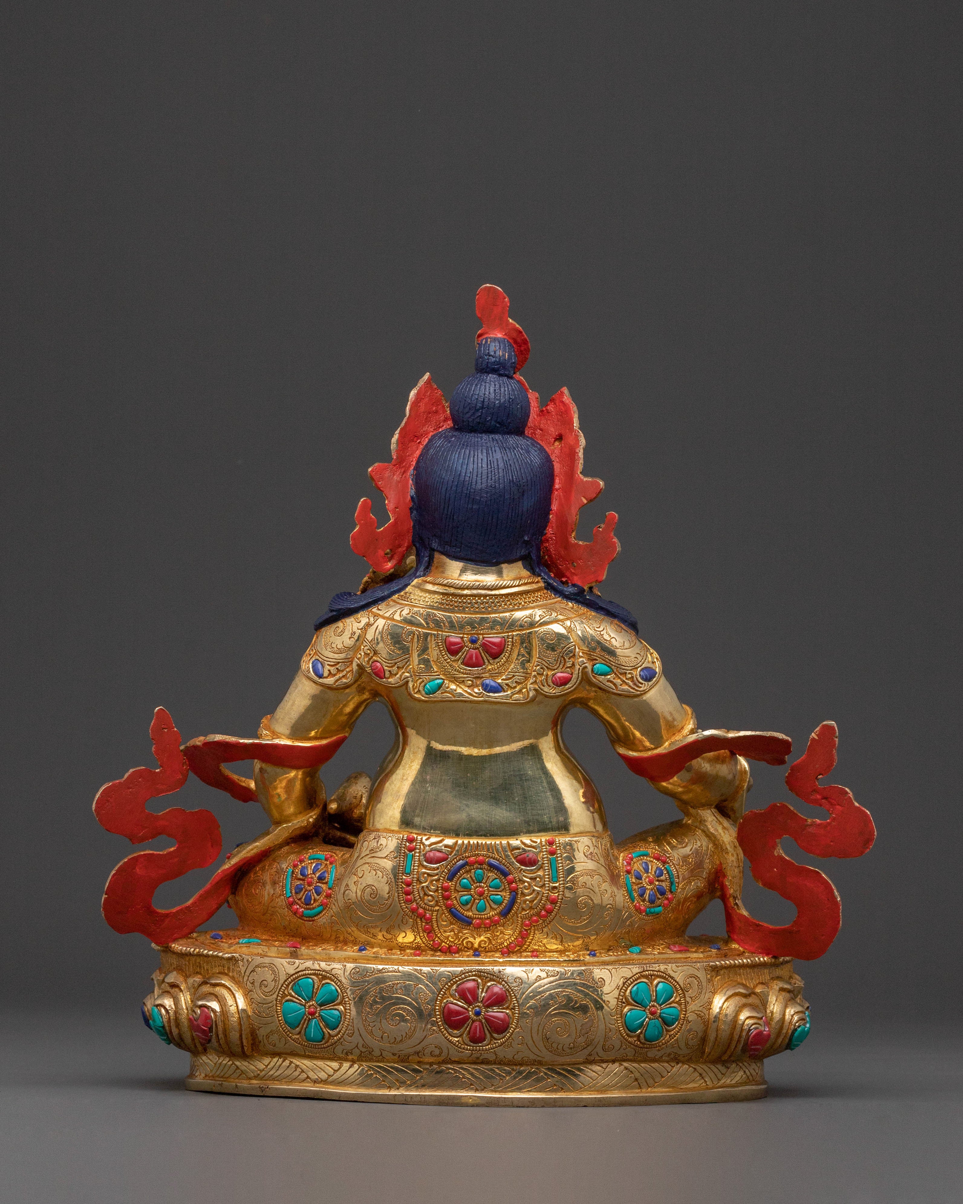 Handcrafted Dzambhala Blessing Statue – 24K Gold Gilded Copper Statue