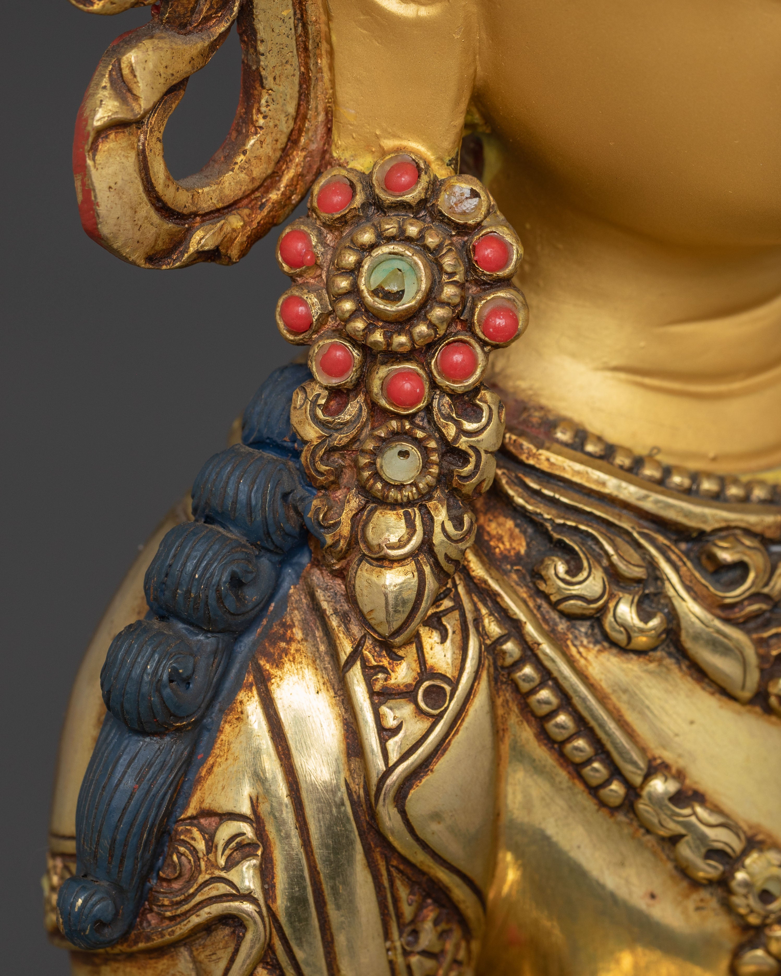 Golden Amitayus Handcrafted Statue | Tibetan Longevity Deity
