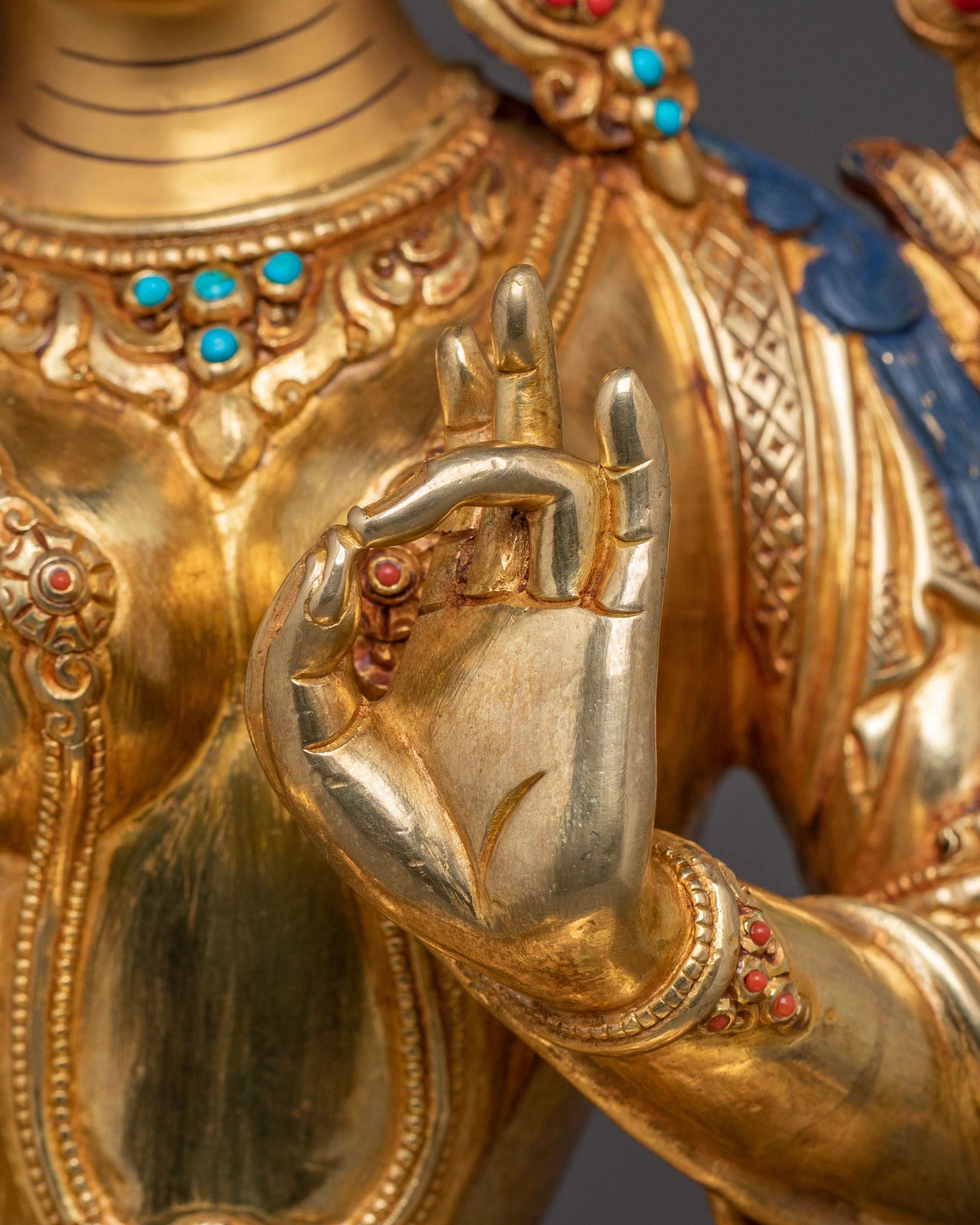 24k Gold Gilded Copper Green Tara Sculpture – Exquisite Himalayan Artistry