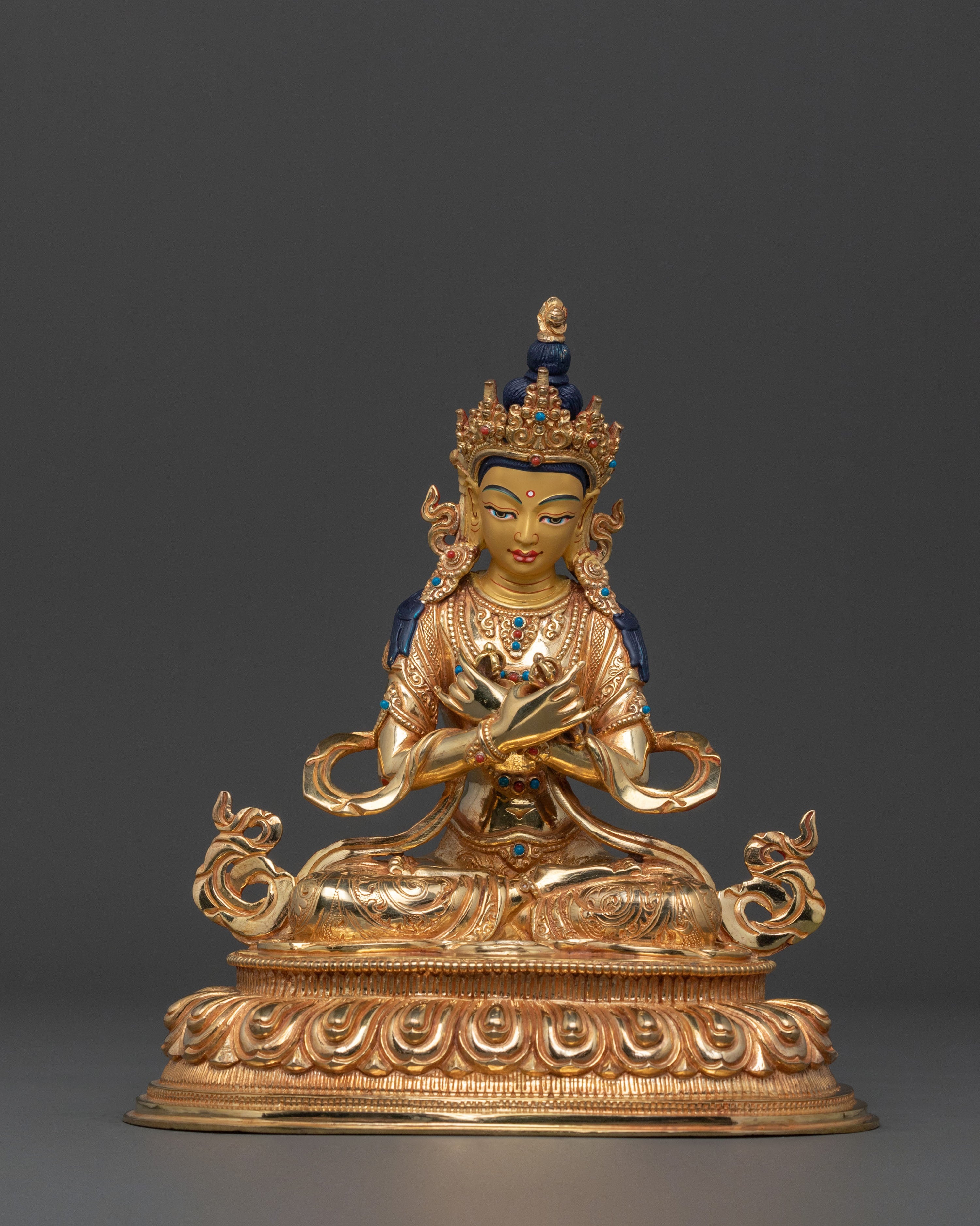 Seven Boddhisattva Tibetan Statue Set in Brilliant 24K Gold