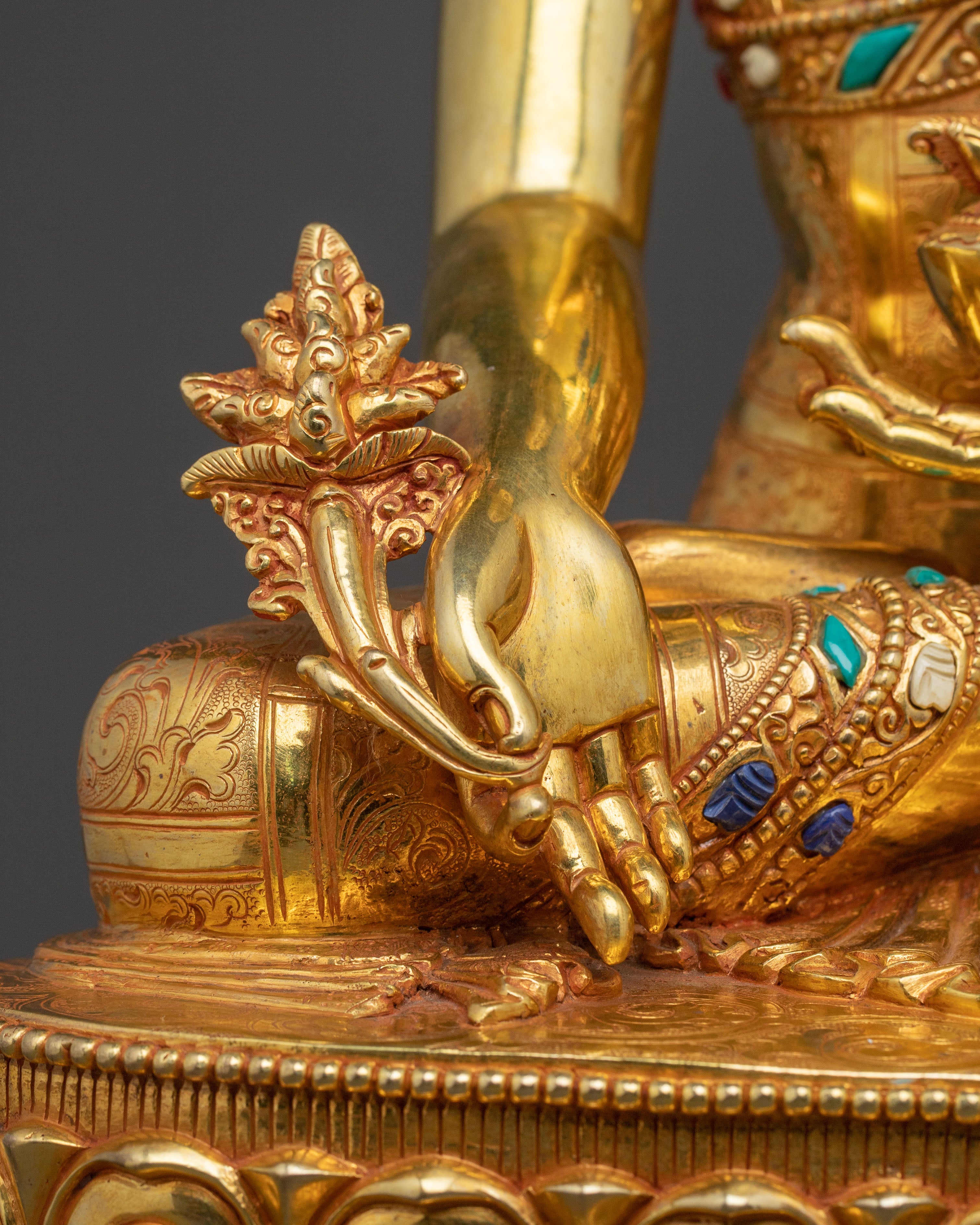 Medicine Buddha Sacred Altar Statue: 24K Gold Gilded