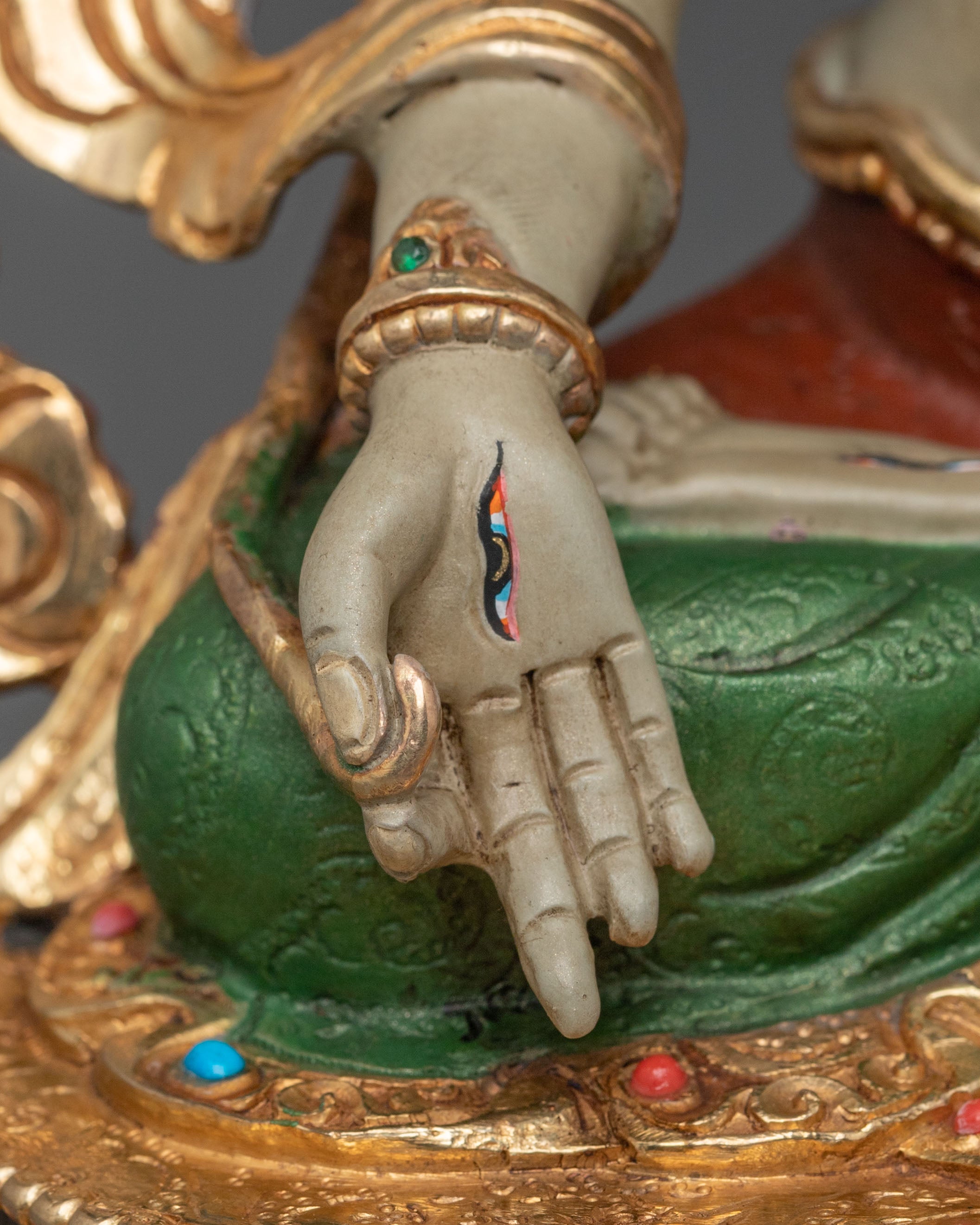 Handcrafted White Tara Statue | 24K Gold Gilded