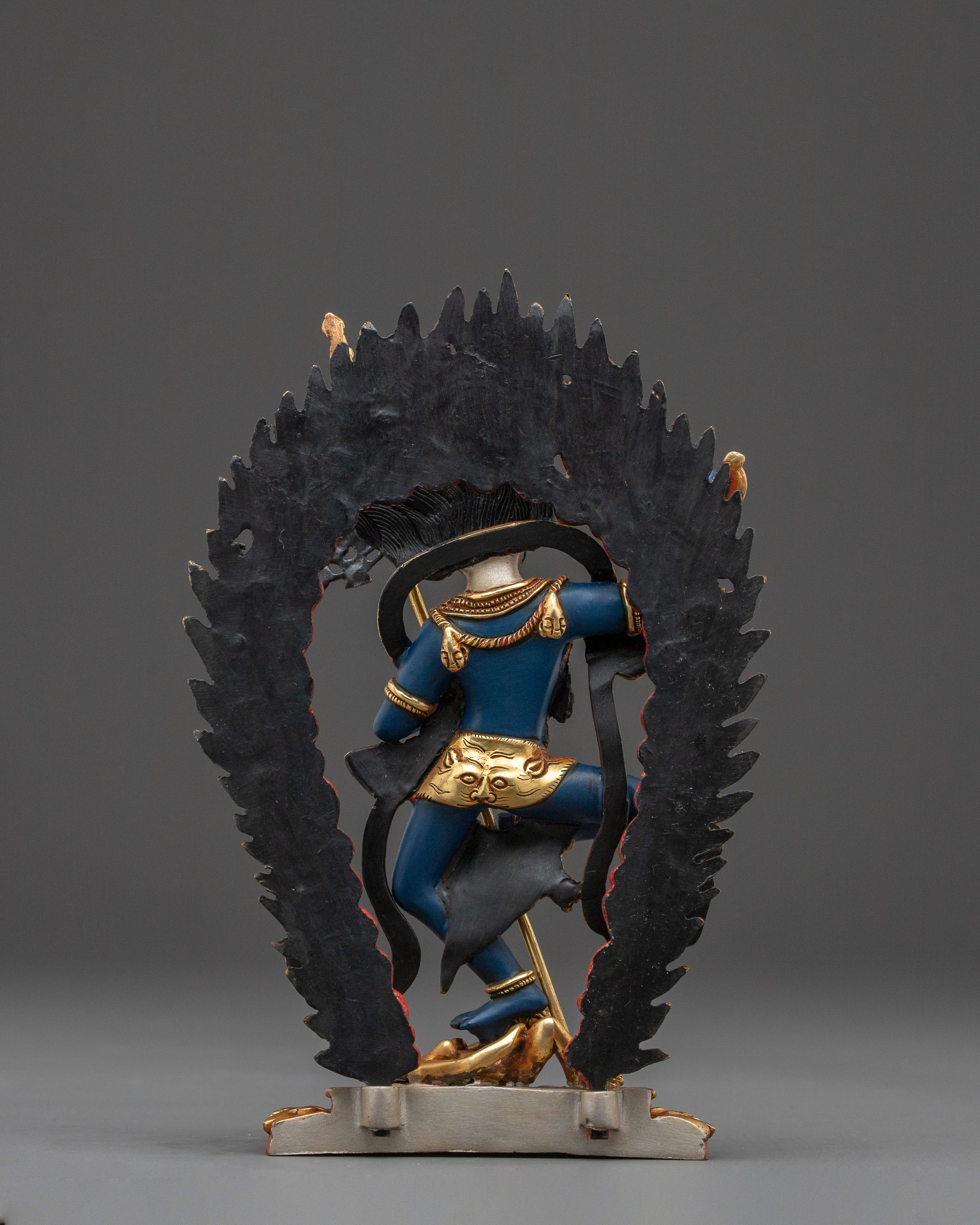 Shima mukha Lion Faced Dakini Statue: Gilded Copper Art