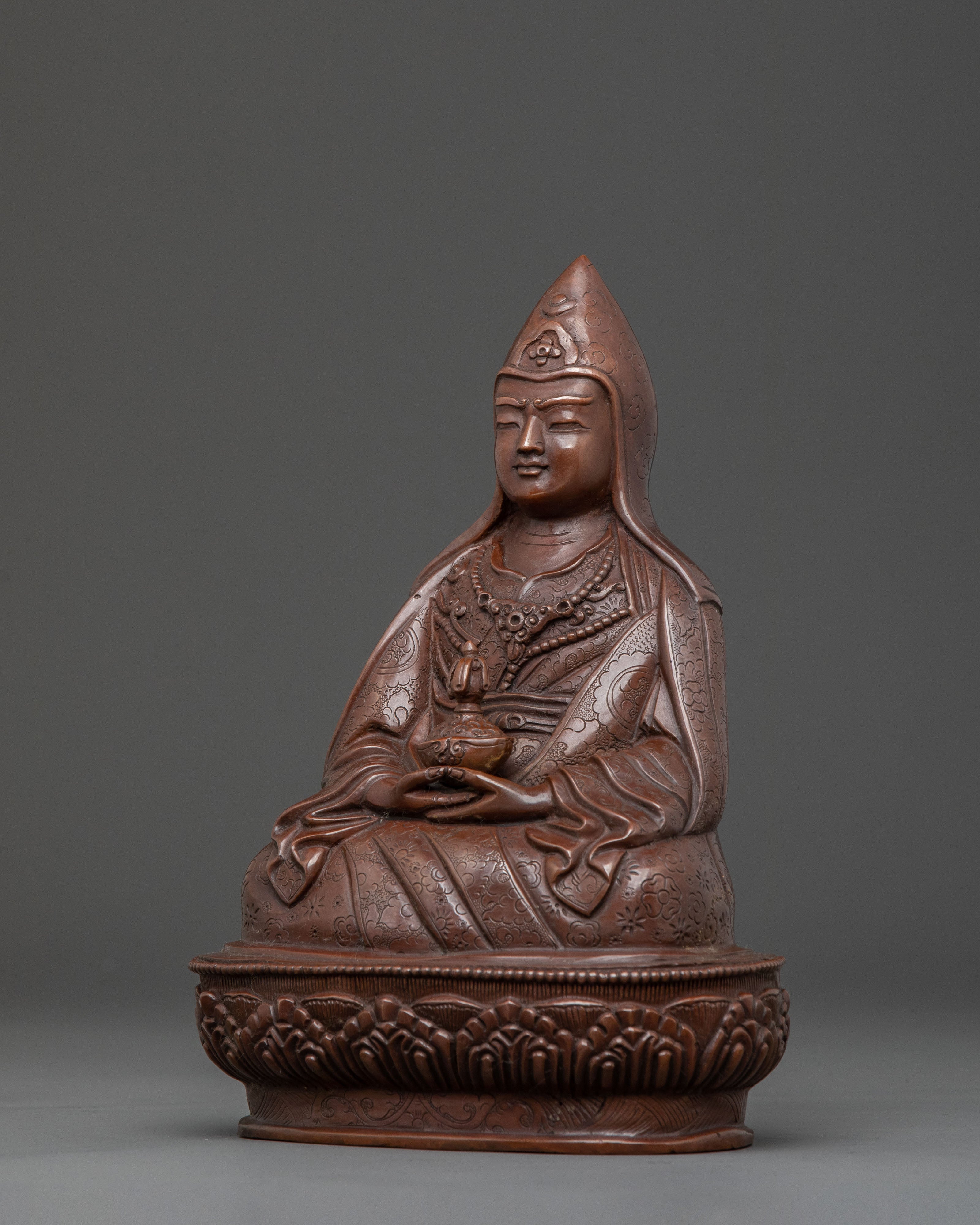 Guru Dewa Chenpo Oxidized Copper Statue for Altars