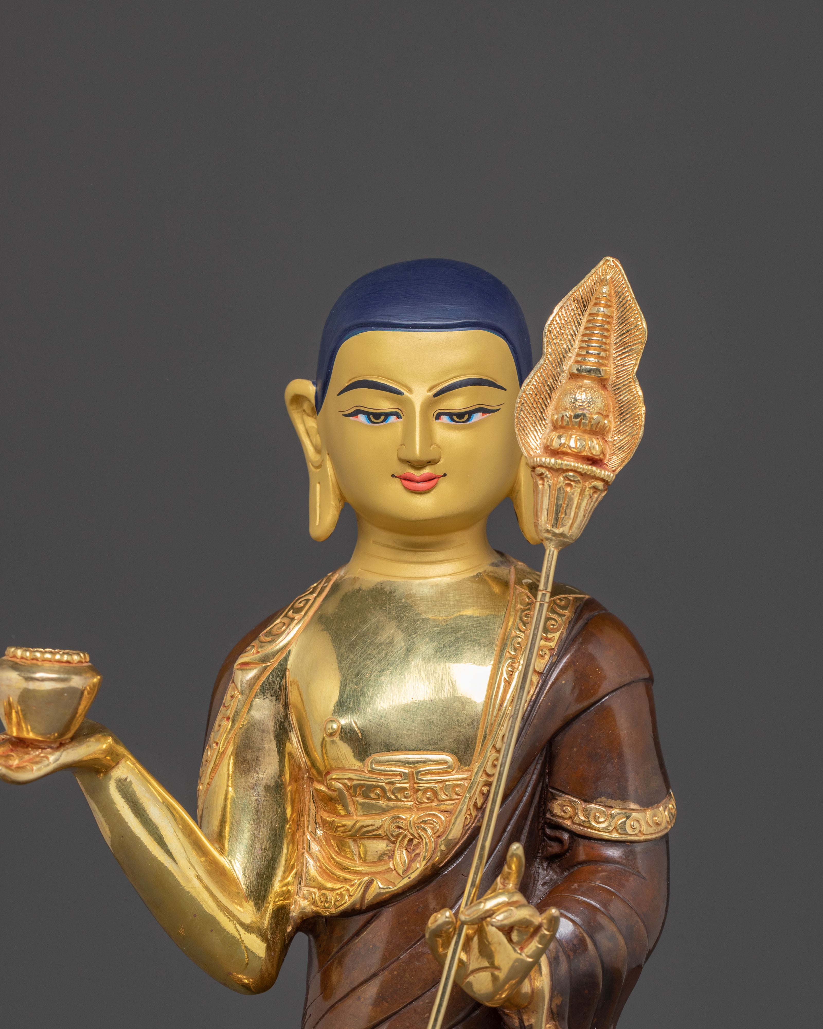 Handcrafted Shakyamuni Buddha Statue with Disciples | 24K Gold Gilded Art