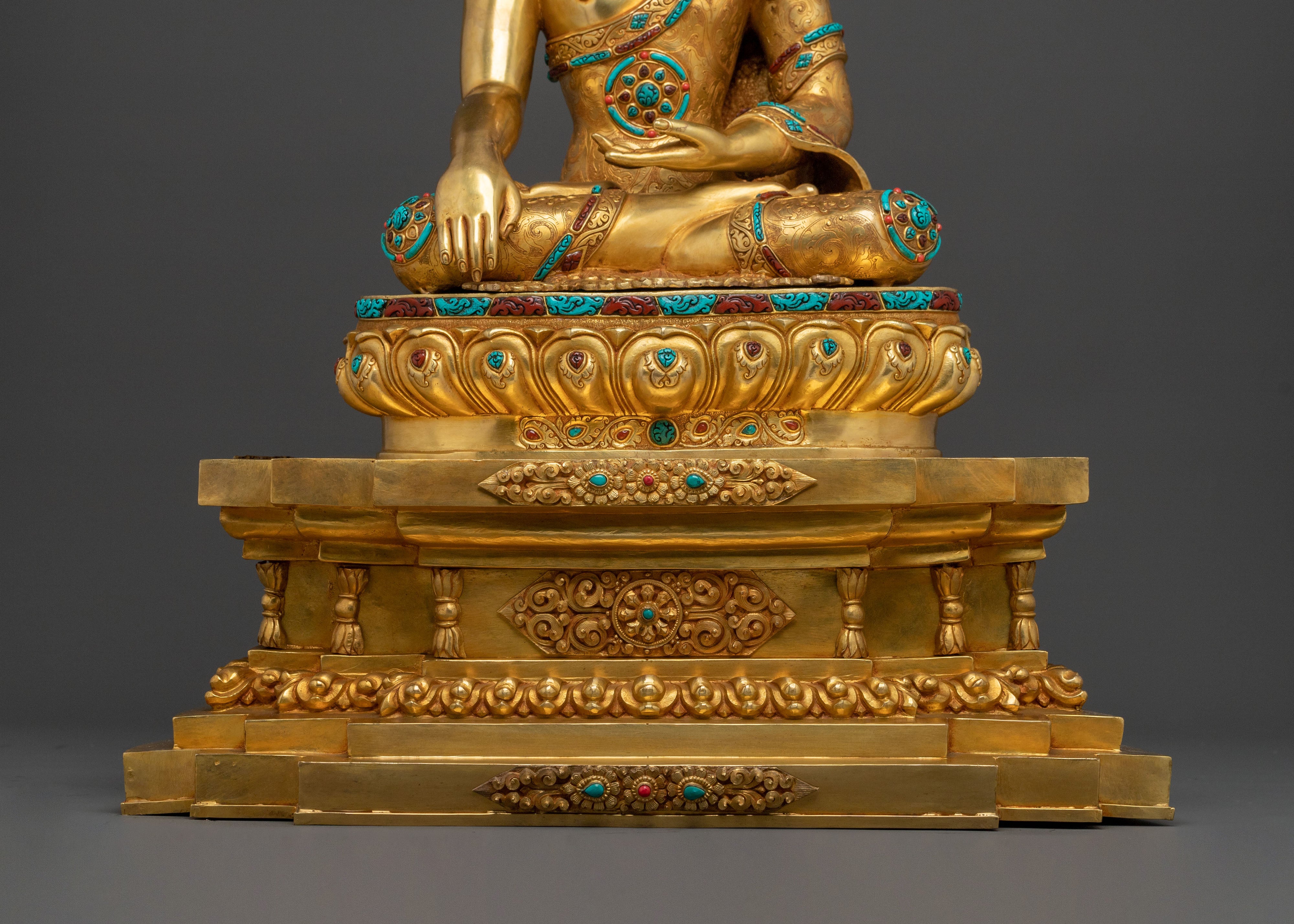 Shakyamuni Buddha Statue On Throne | Home Decor