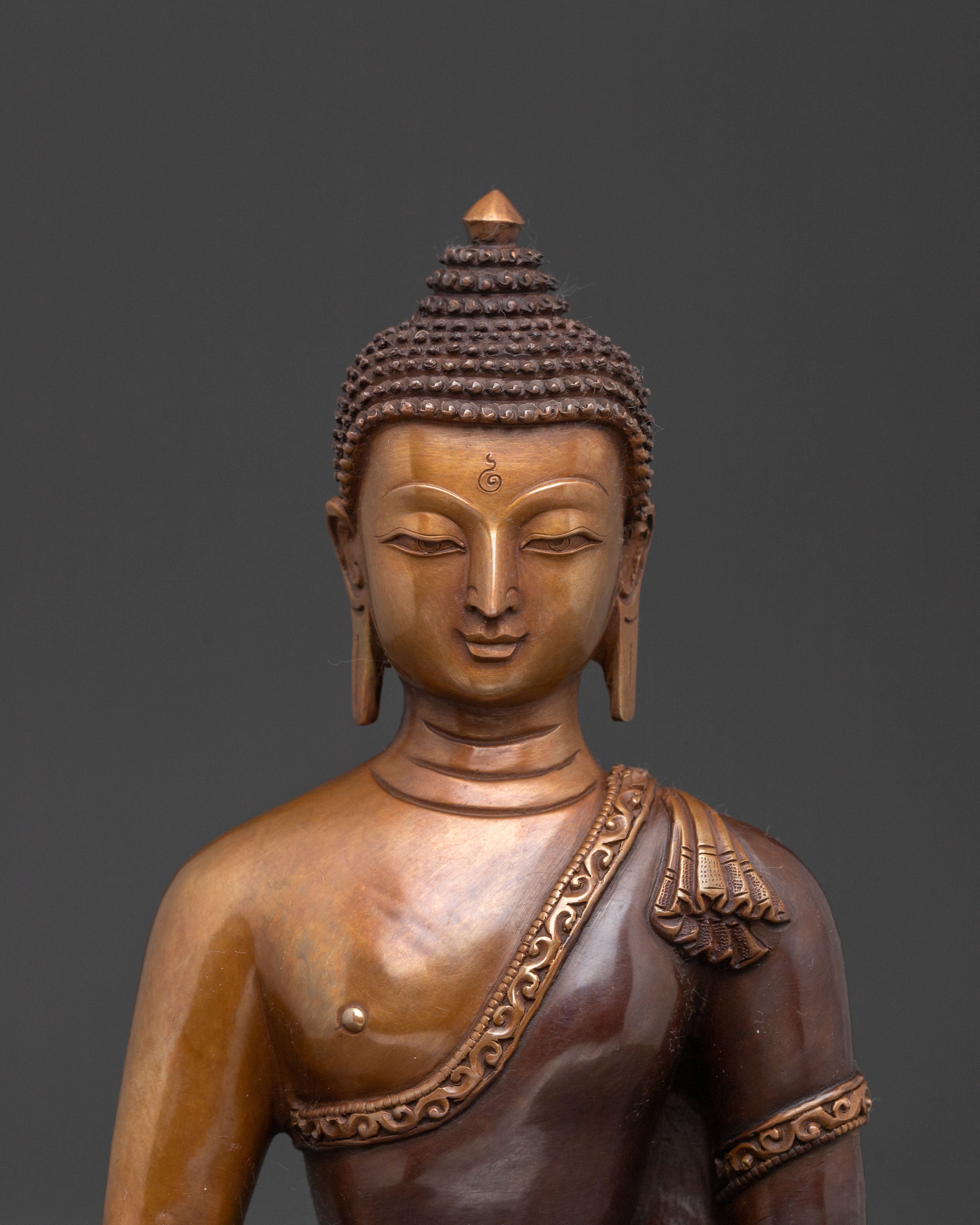 Amitabha Buddha Shrine Statue: Oxidized Copper Serenity