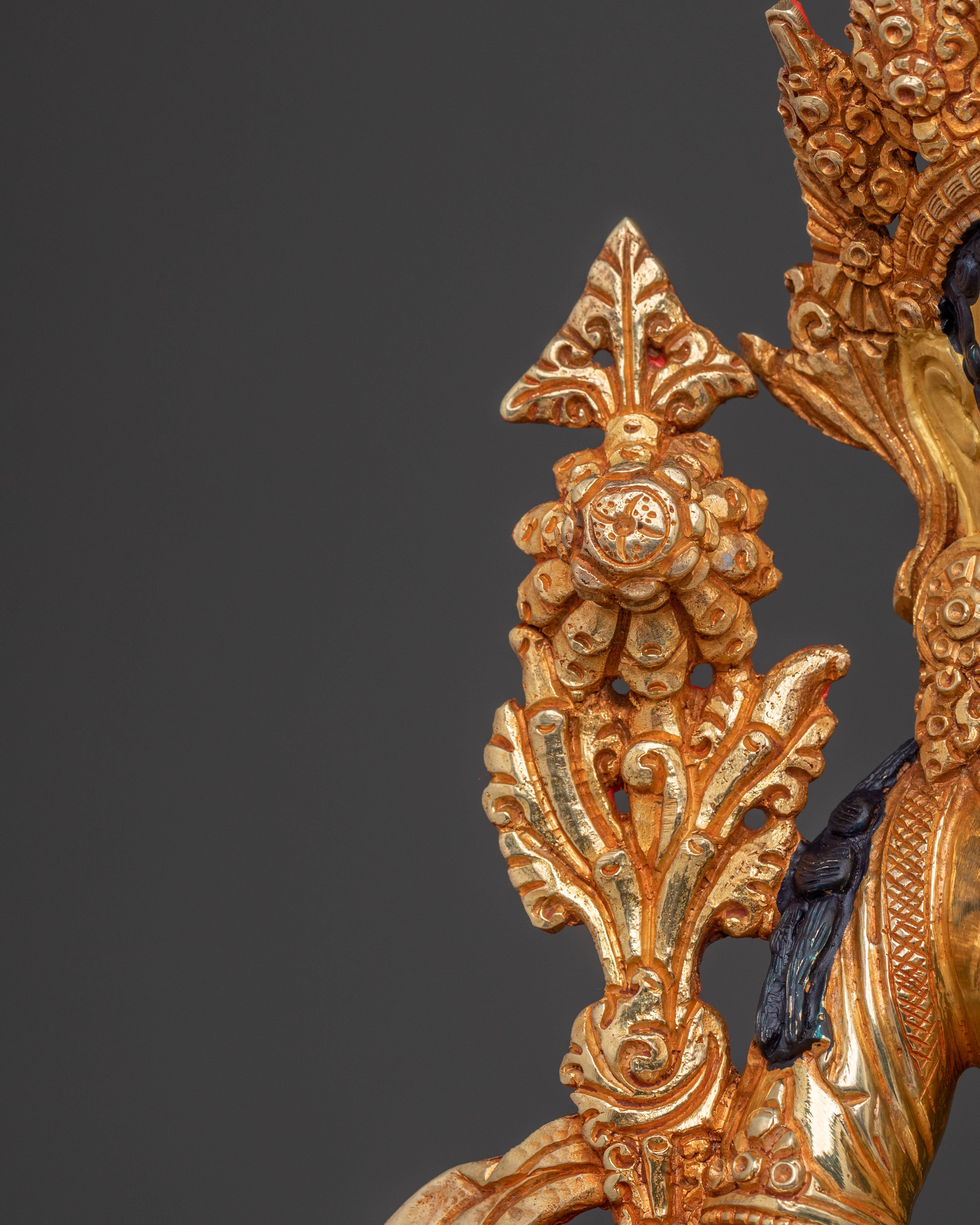 Handcrafted Goddess of Protection Green Tara Statue – 24K Gold Gilded Art