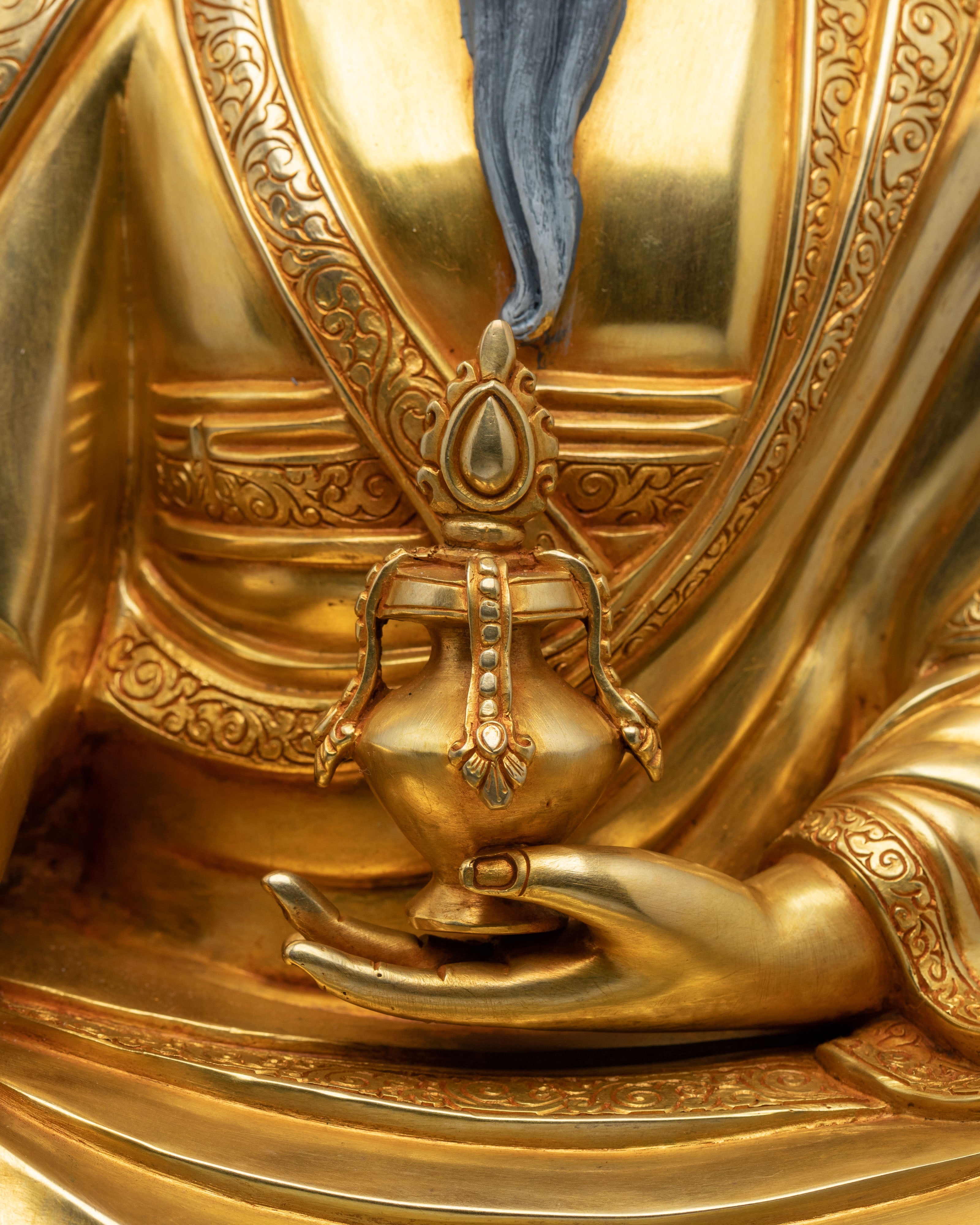 24K Gold Gilded Copper Guru Shapdum Statue | Buddhist Practitioner