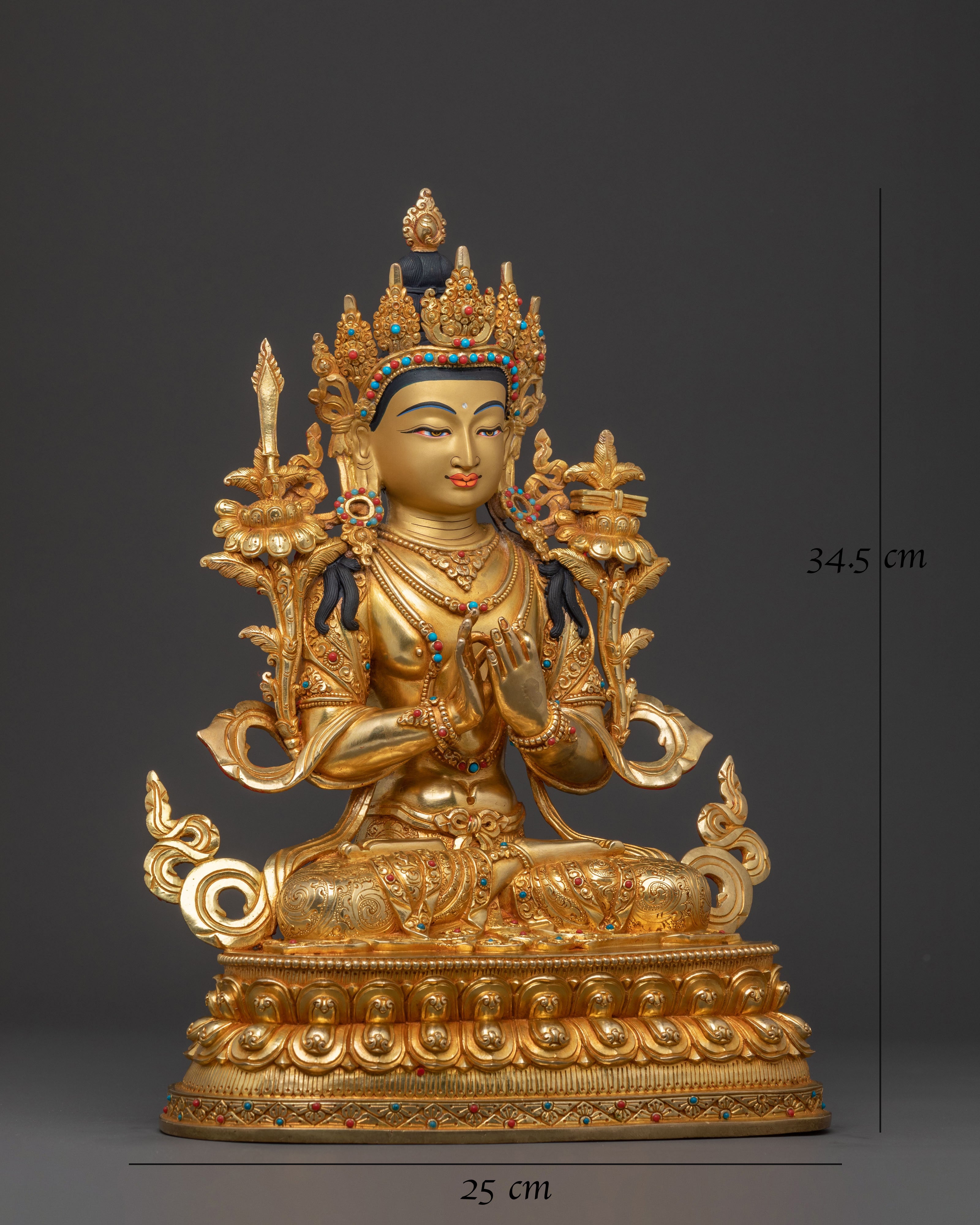Bodhisattva Tikshna Manjushri Statue: Golden Handcrafted Sculpture