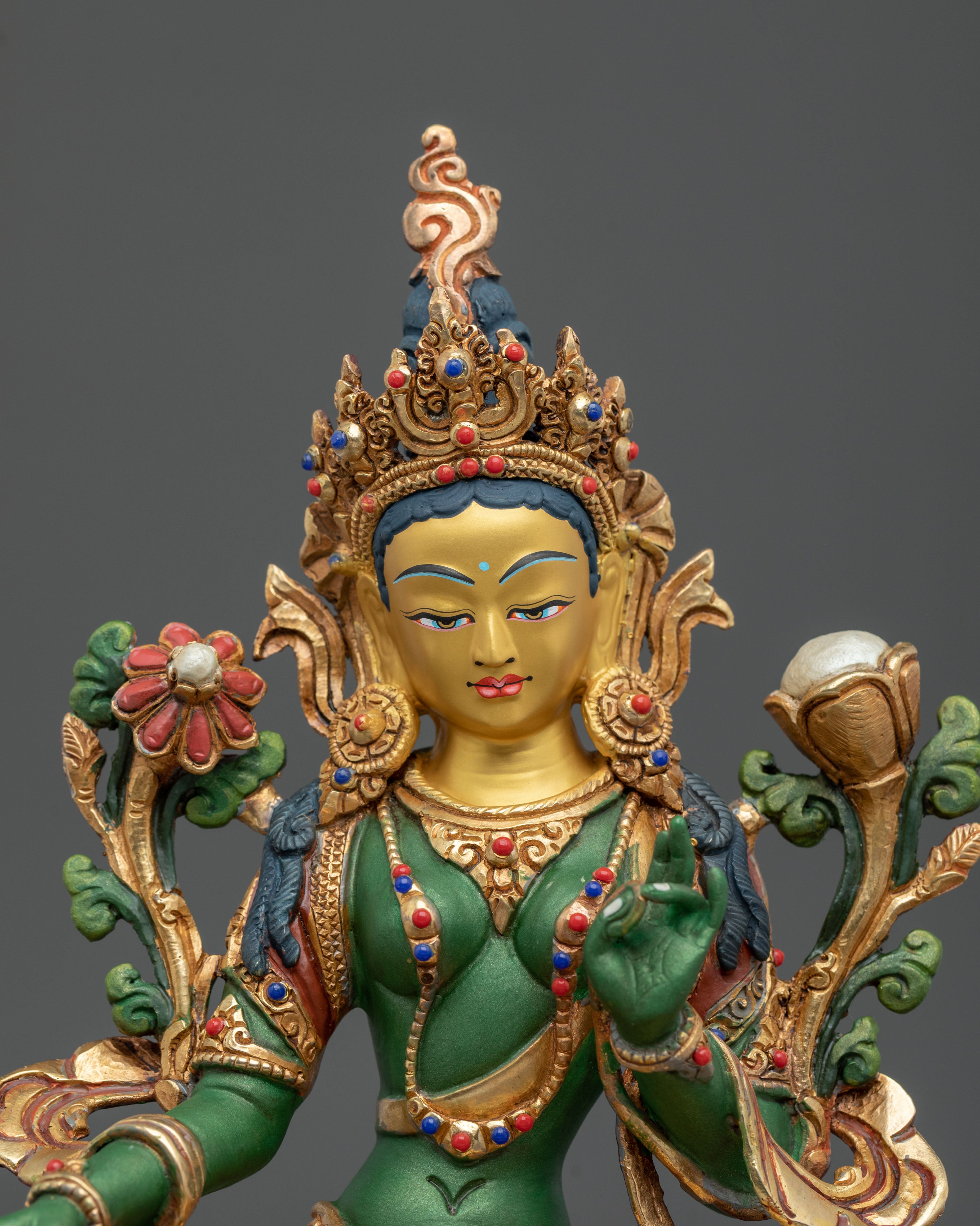 Green Tara Altar Decor Statue: Protector of Compassionate Action