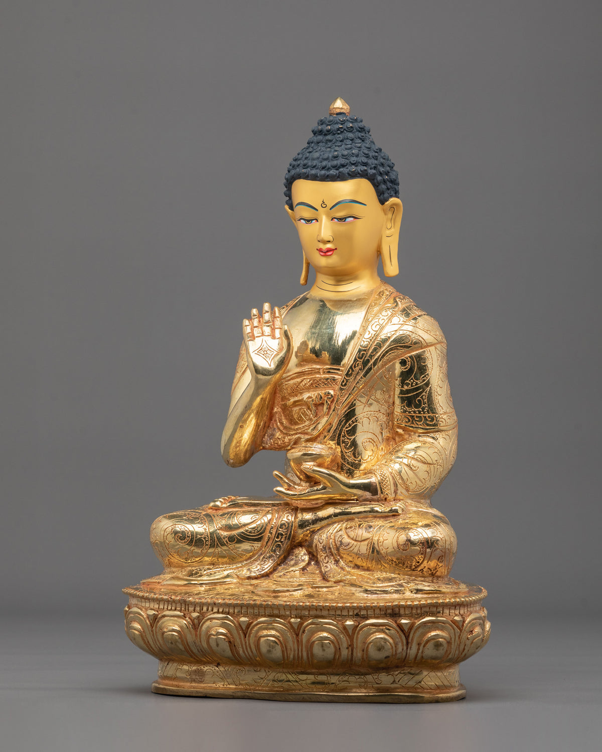Amogasiddhi Buddha | 24K Gold Gilded Copper Statue