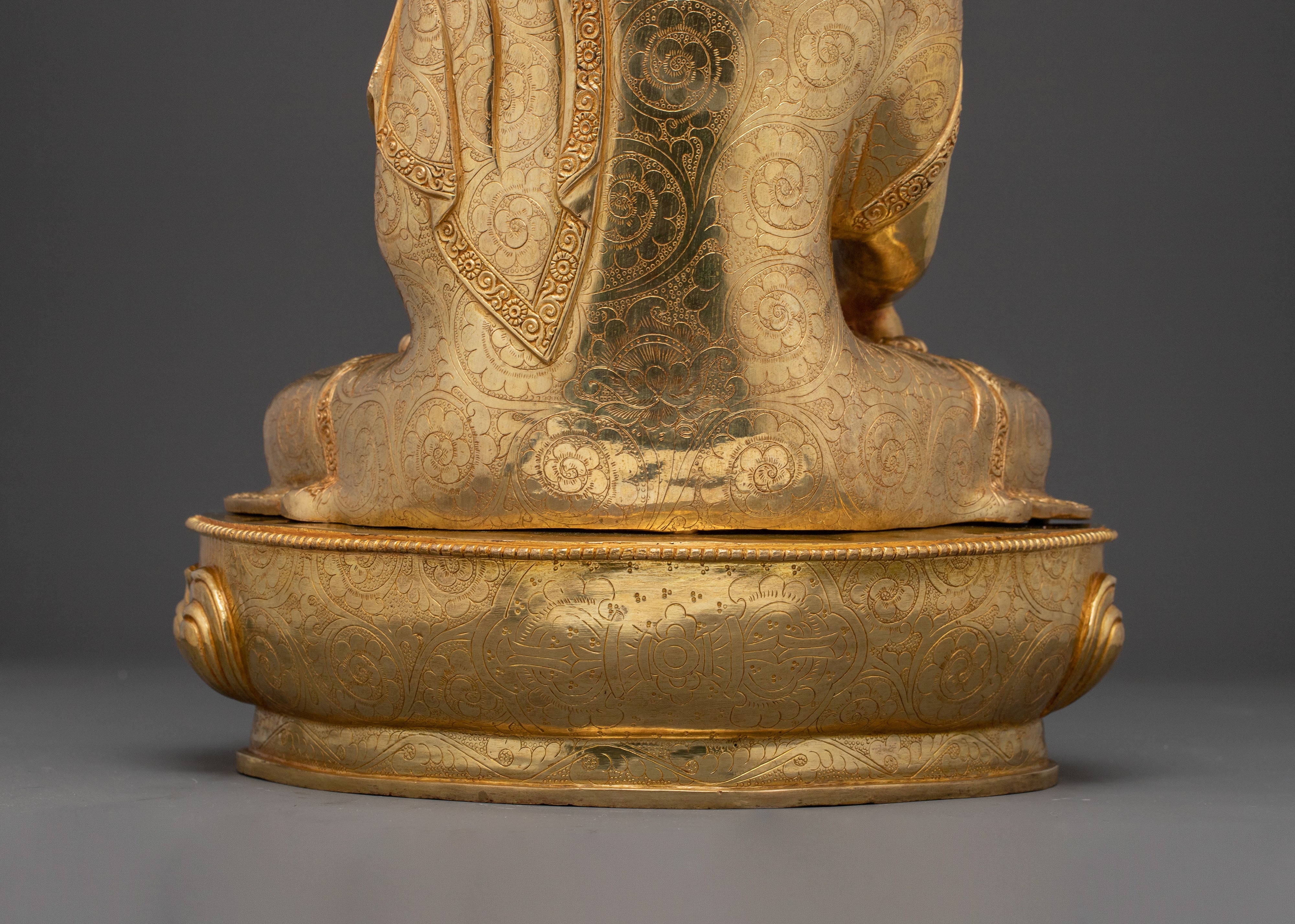 Handcrafted Divine Shakyamuni Buddha Statue: 24K Gold Gilded Serenity