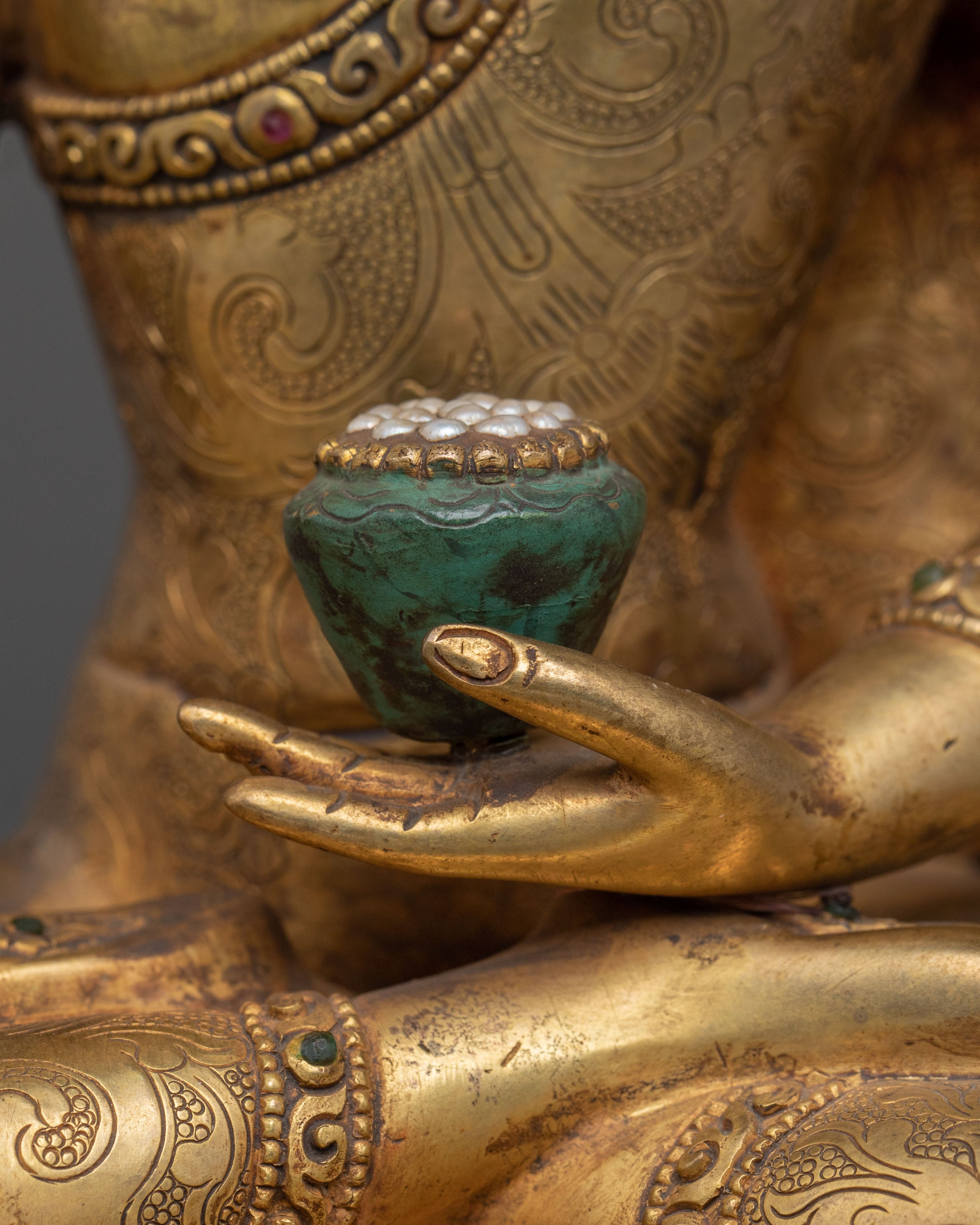 Sacred Three Buddha Handcrafted Statue Set in Premium 24K Gold