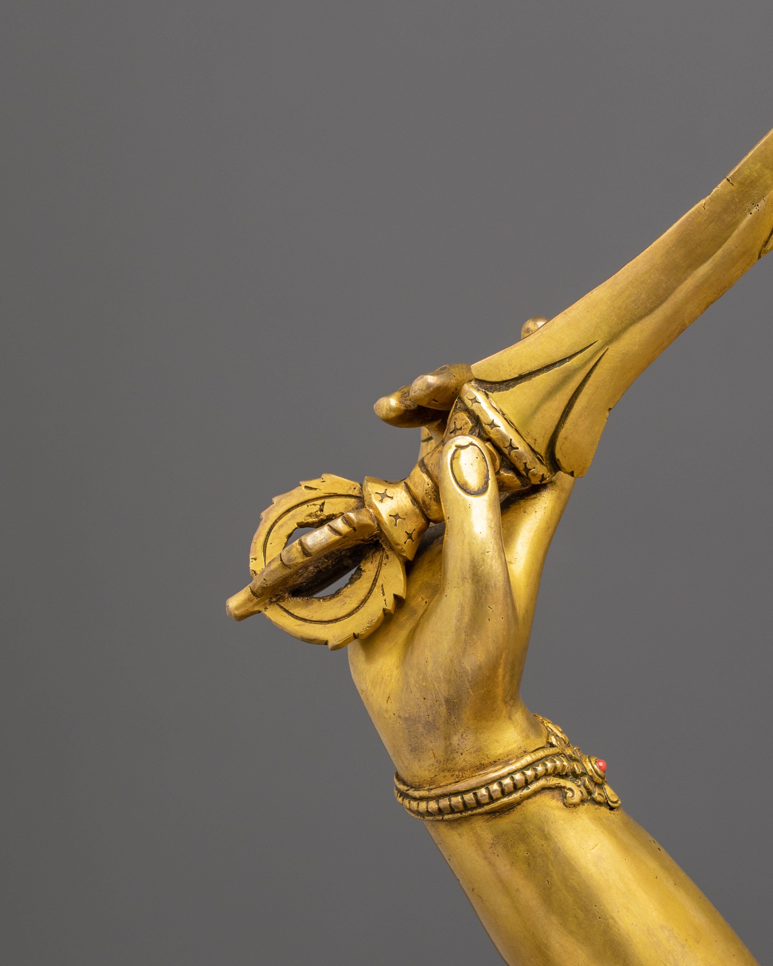 Manjughoṣa Sculpture of Wisdom | 24K Gold Gilded Copper Statue
