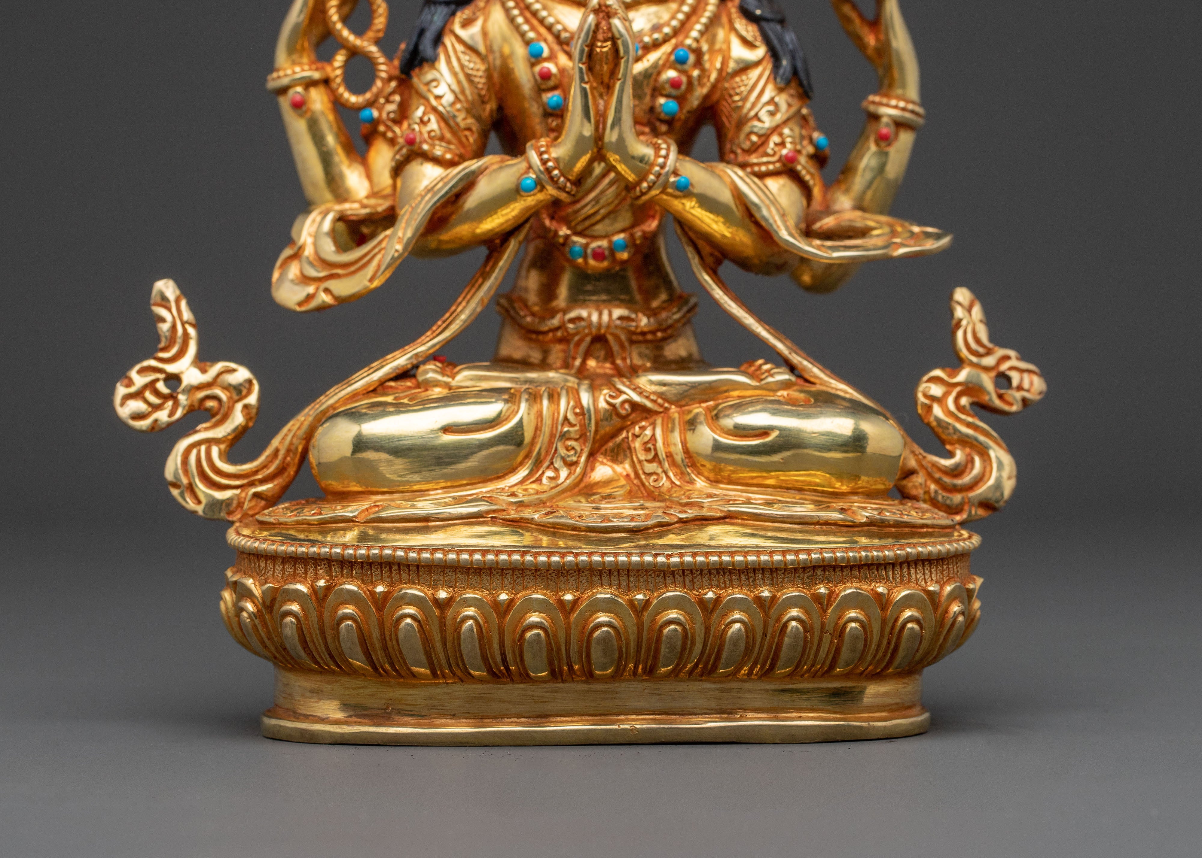 Chenrezig Gold Gilded Sacred Statue – Himalayan Artistry