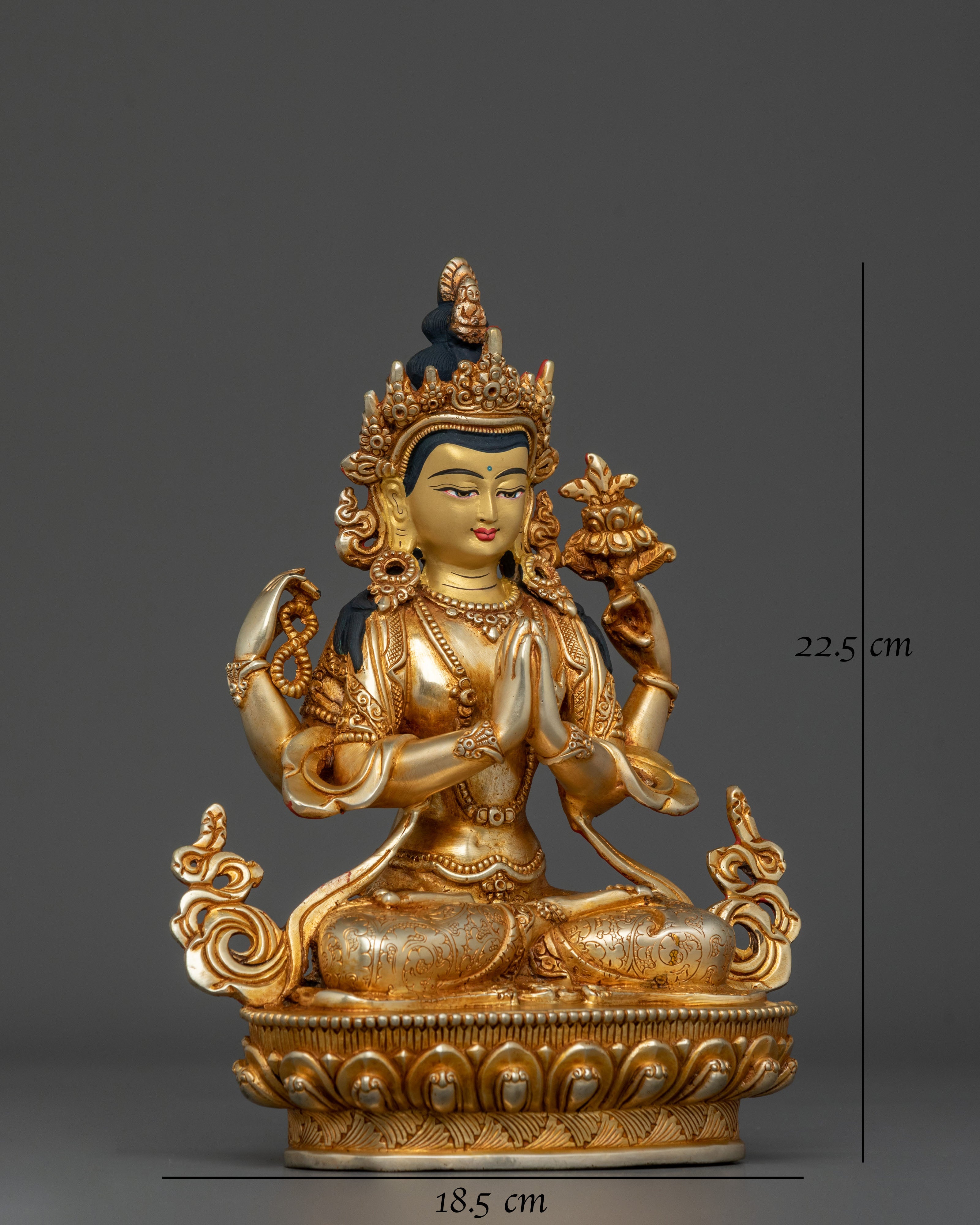 Four Armed Chenrezig Copper Sculpture | Home Decor