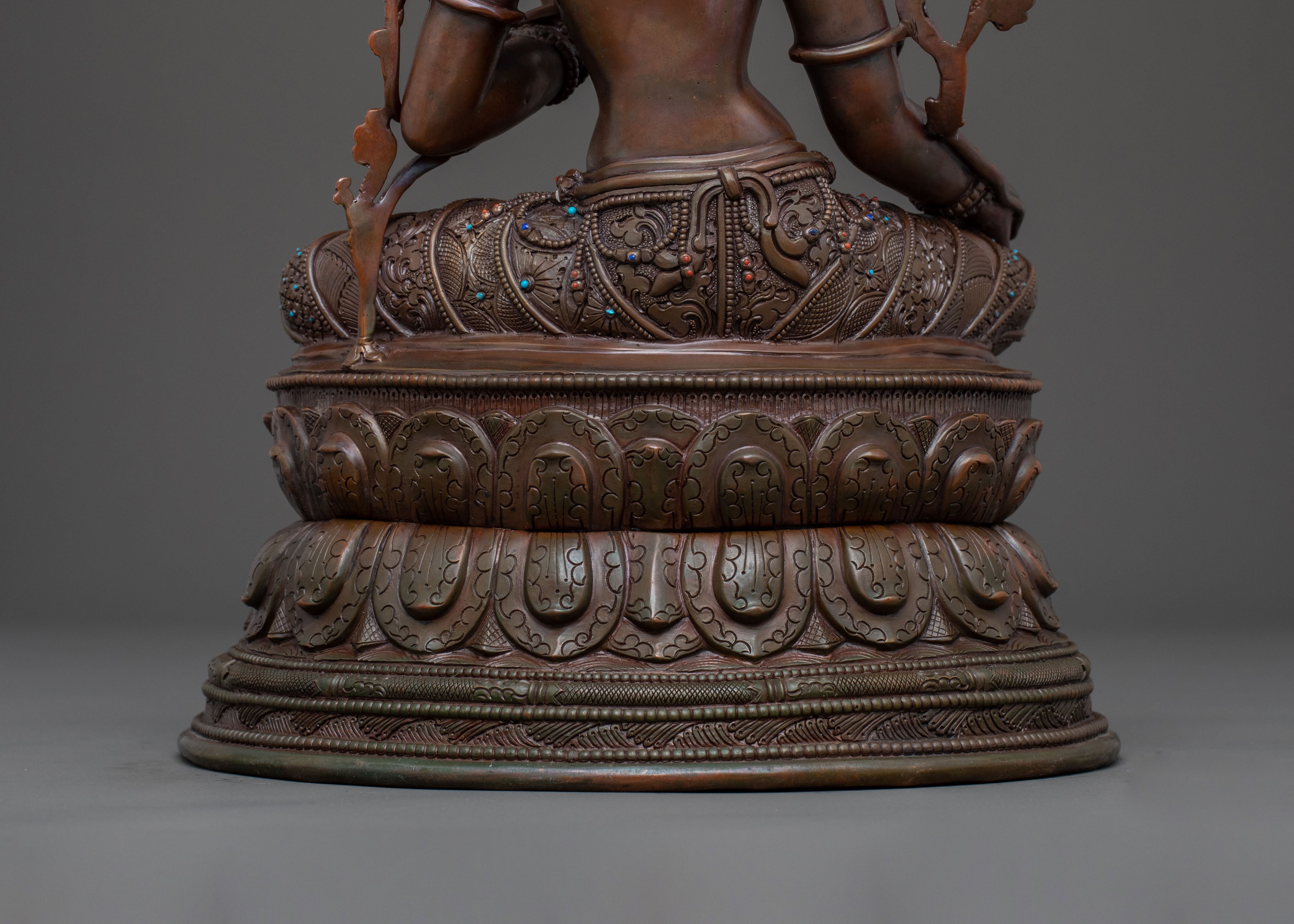 Mother Green Tara Oxidized Copper Statue